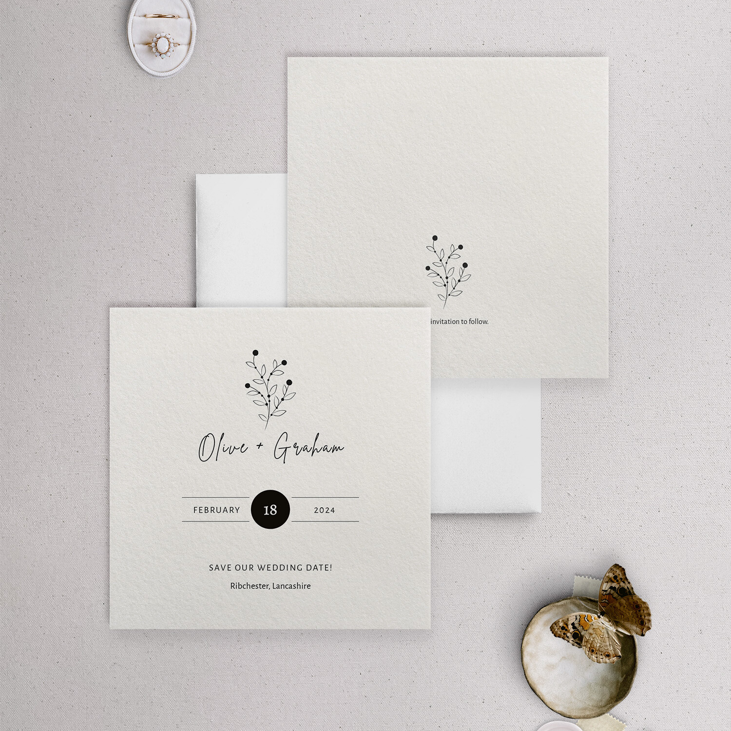 Berry Bloom in Winter - Save the Date Card - SQ
