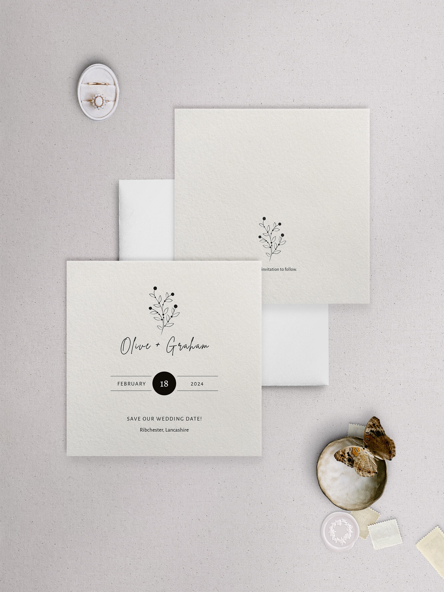 Berry Bloom in Winter - Save the Date Card - SQ