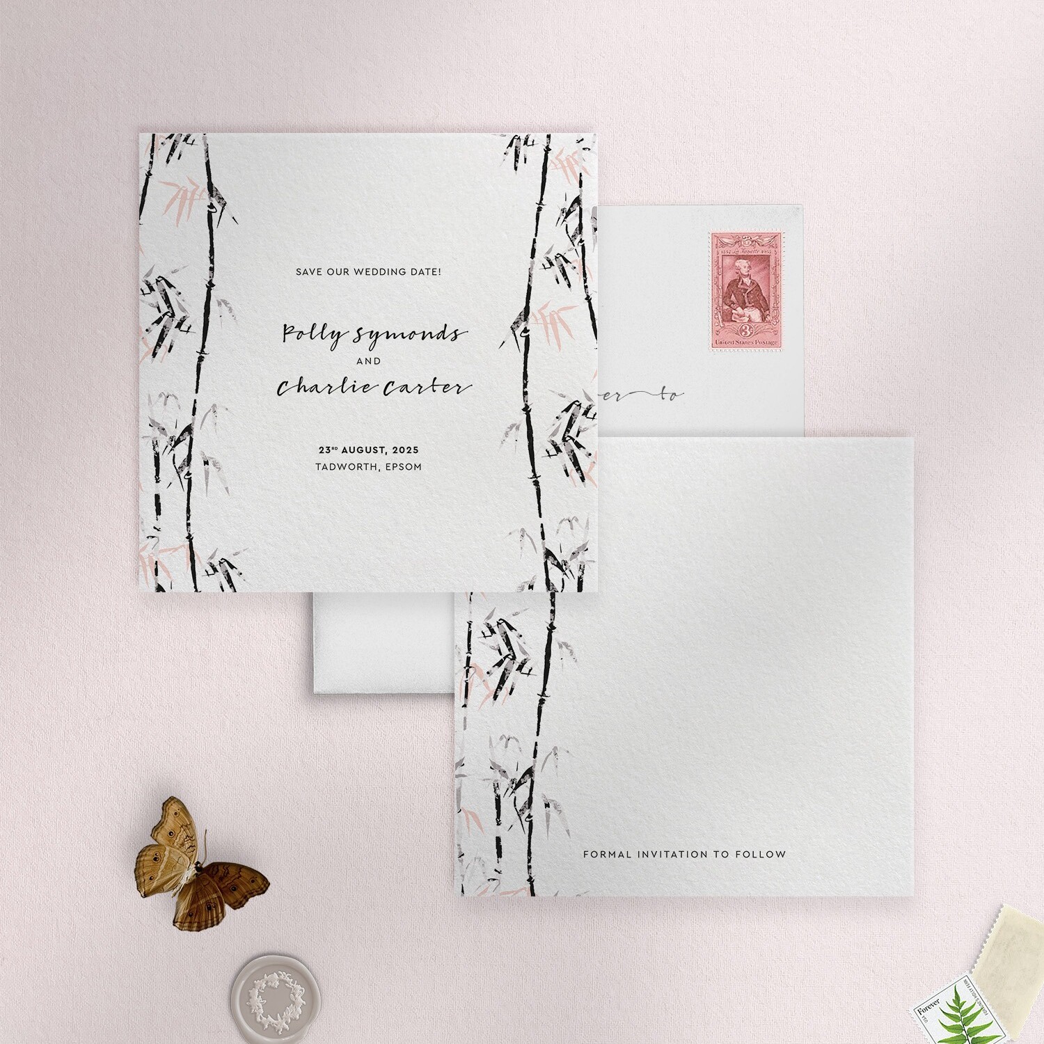 Bamboo in Meditative - Save the Date Card - Square