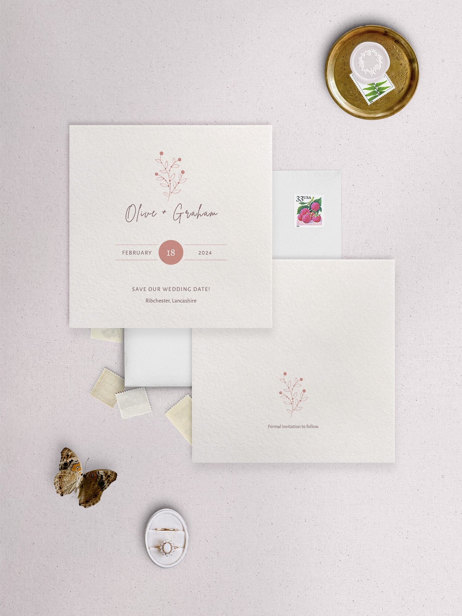 Berry Bloom in Summer - Save the Date Card - SQ