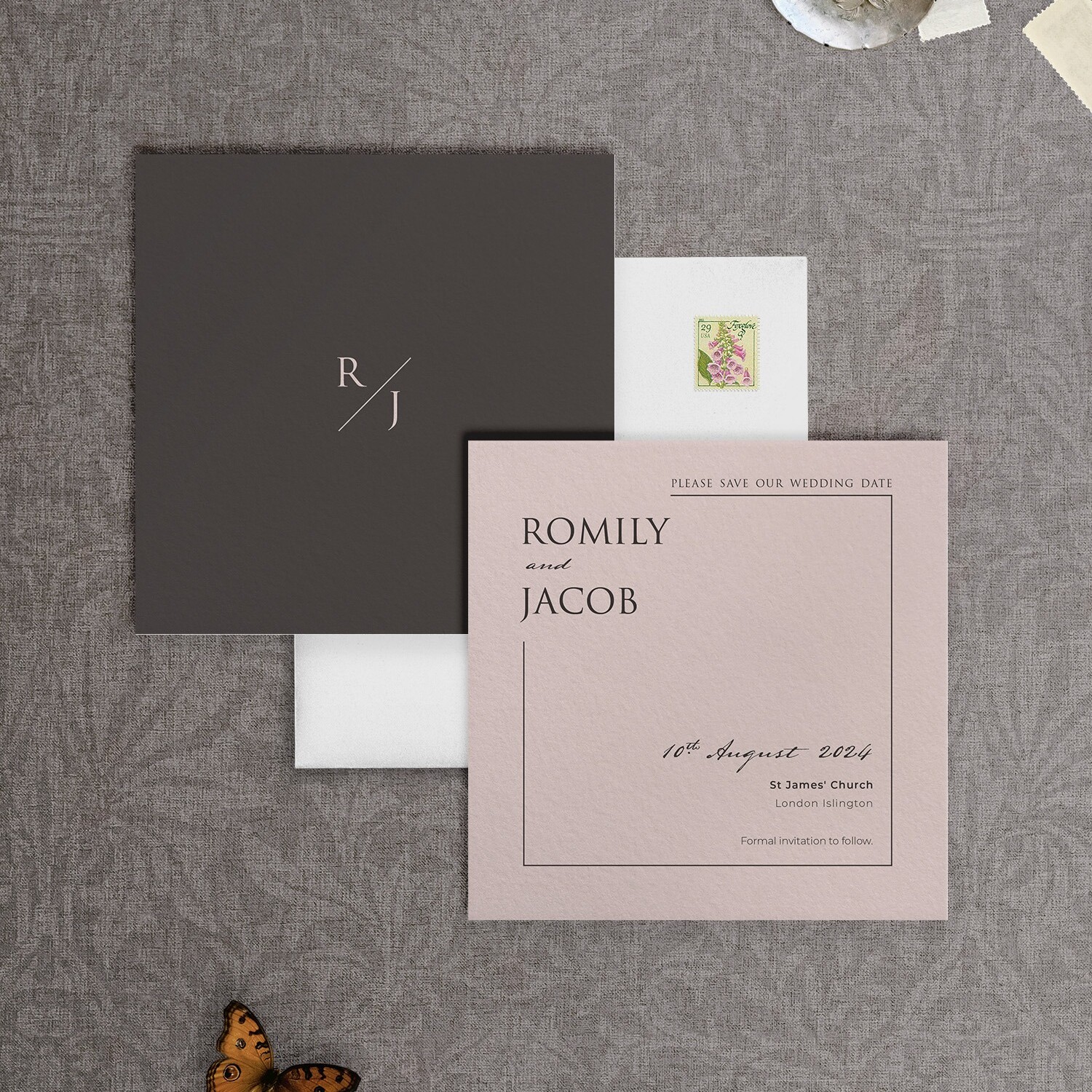 Love Story Pink - Save the Date Card - SQ