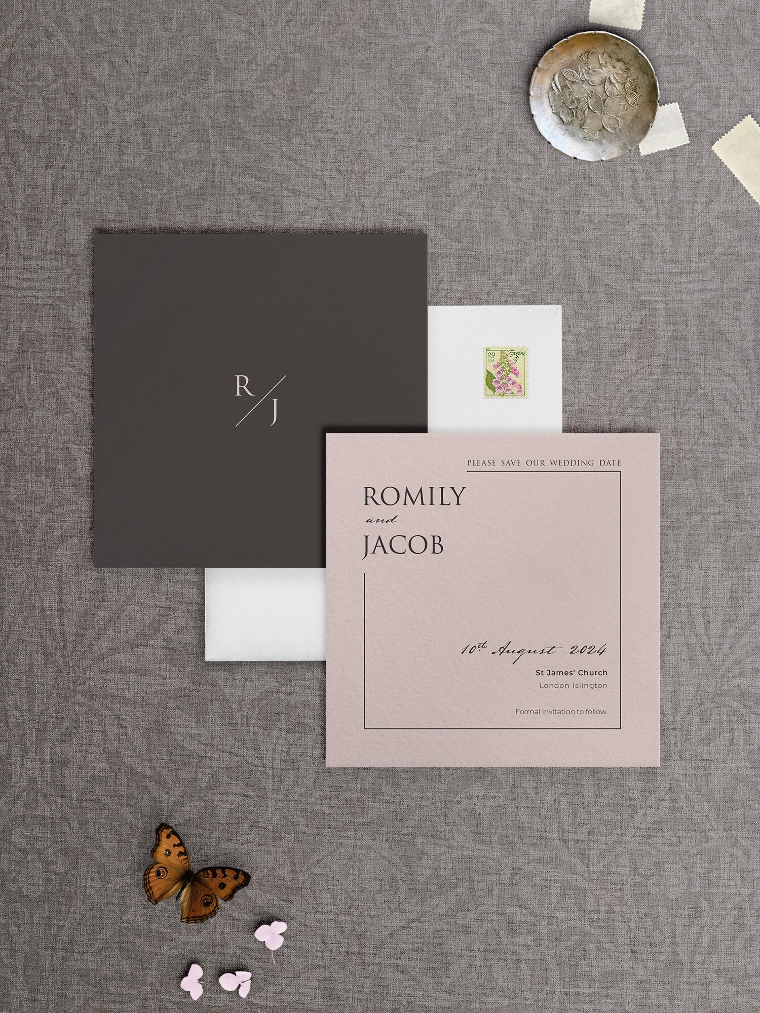 Love Story Pink - Save the Date Card - SQ
