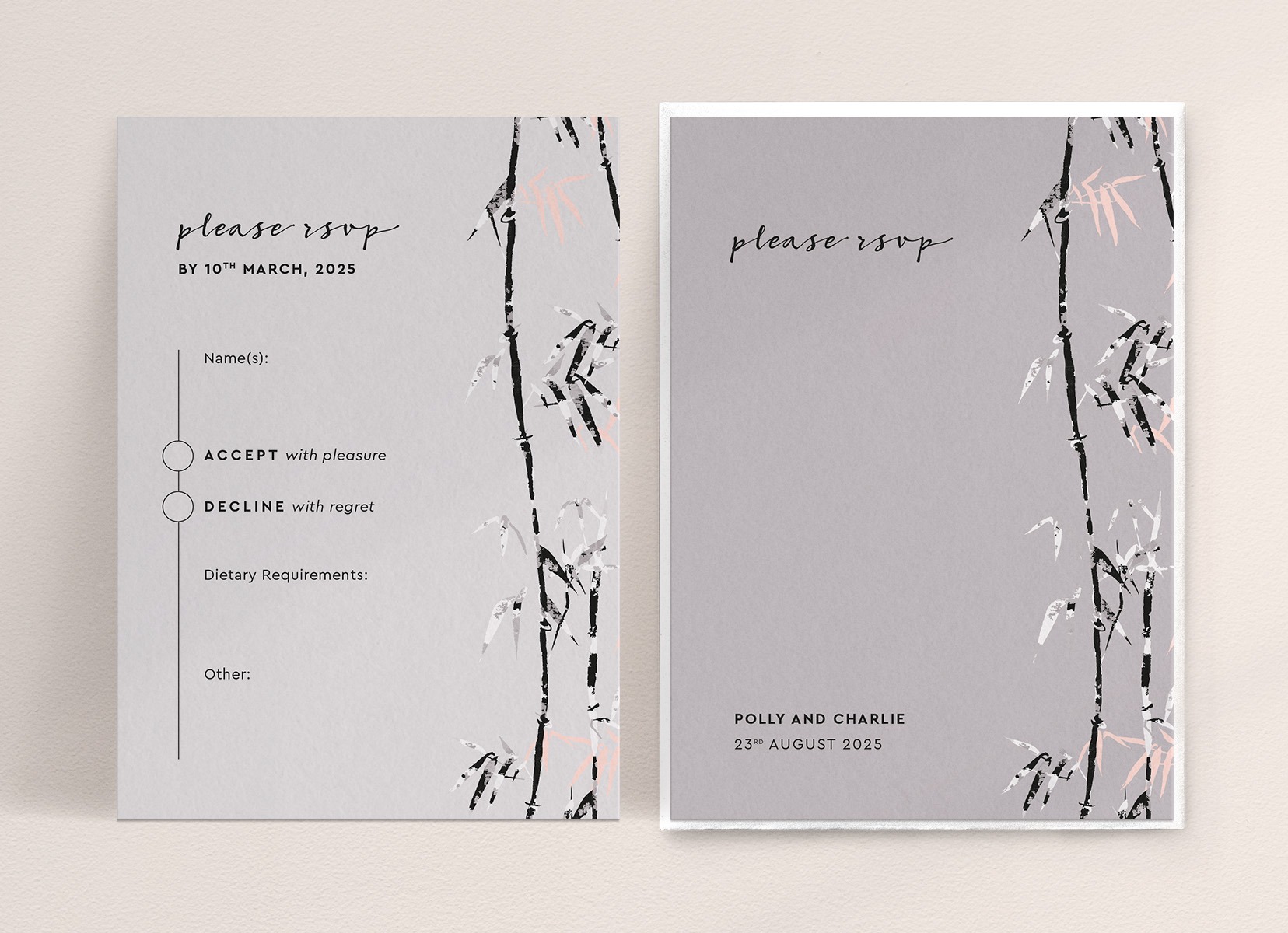 Bamboo RSVP Card in Fawn