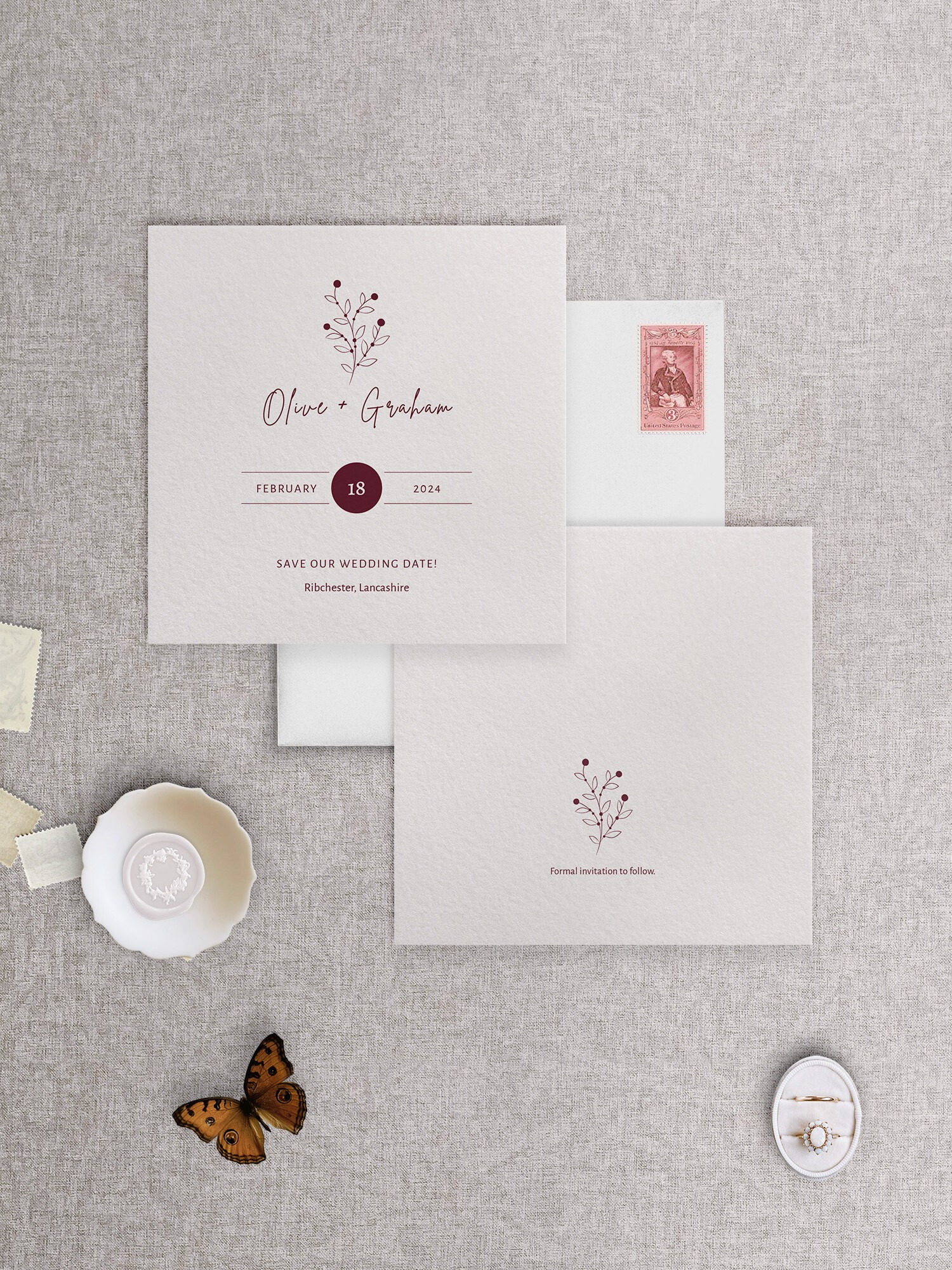 Berry Bloom in Autumn - Save the Date Card - SQ
