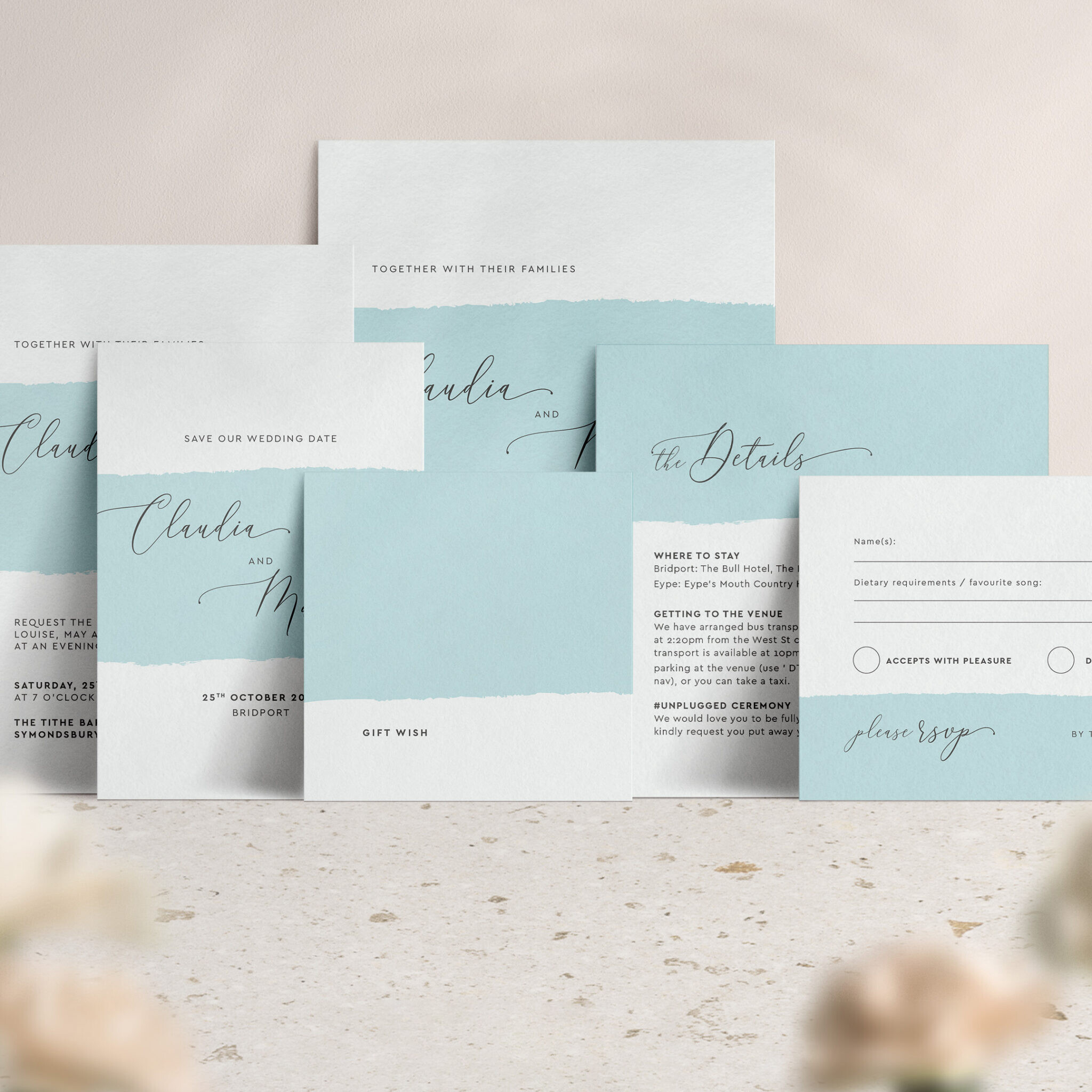 Simplicity Stripe Collection in Soft Aqua