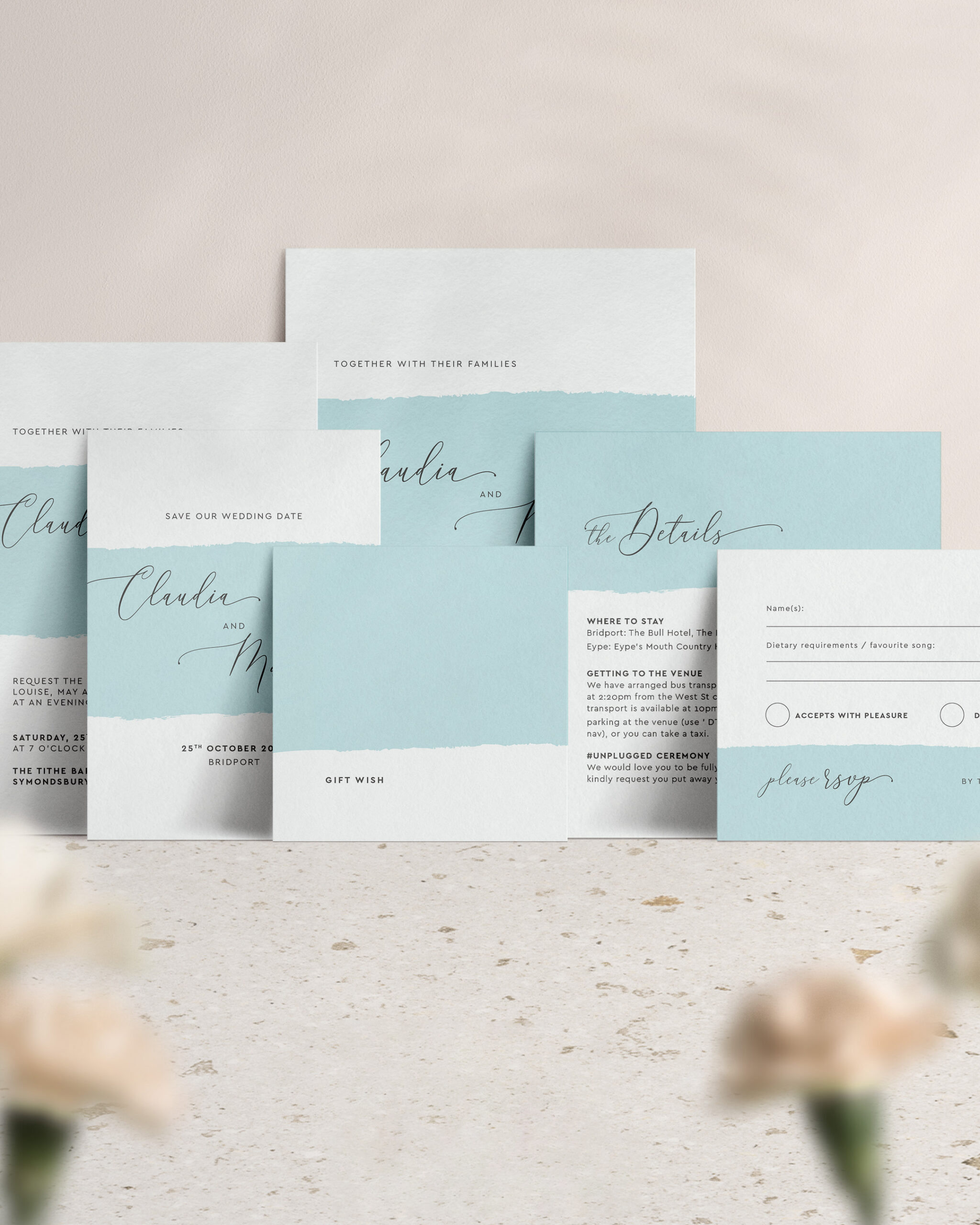 Simplicity Stripe Collection in Soft Aqua