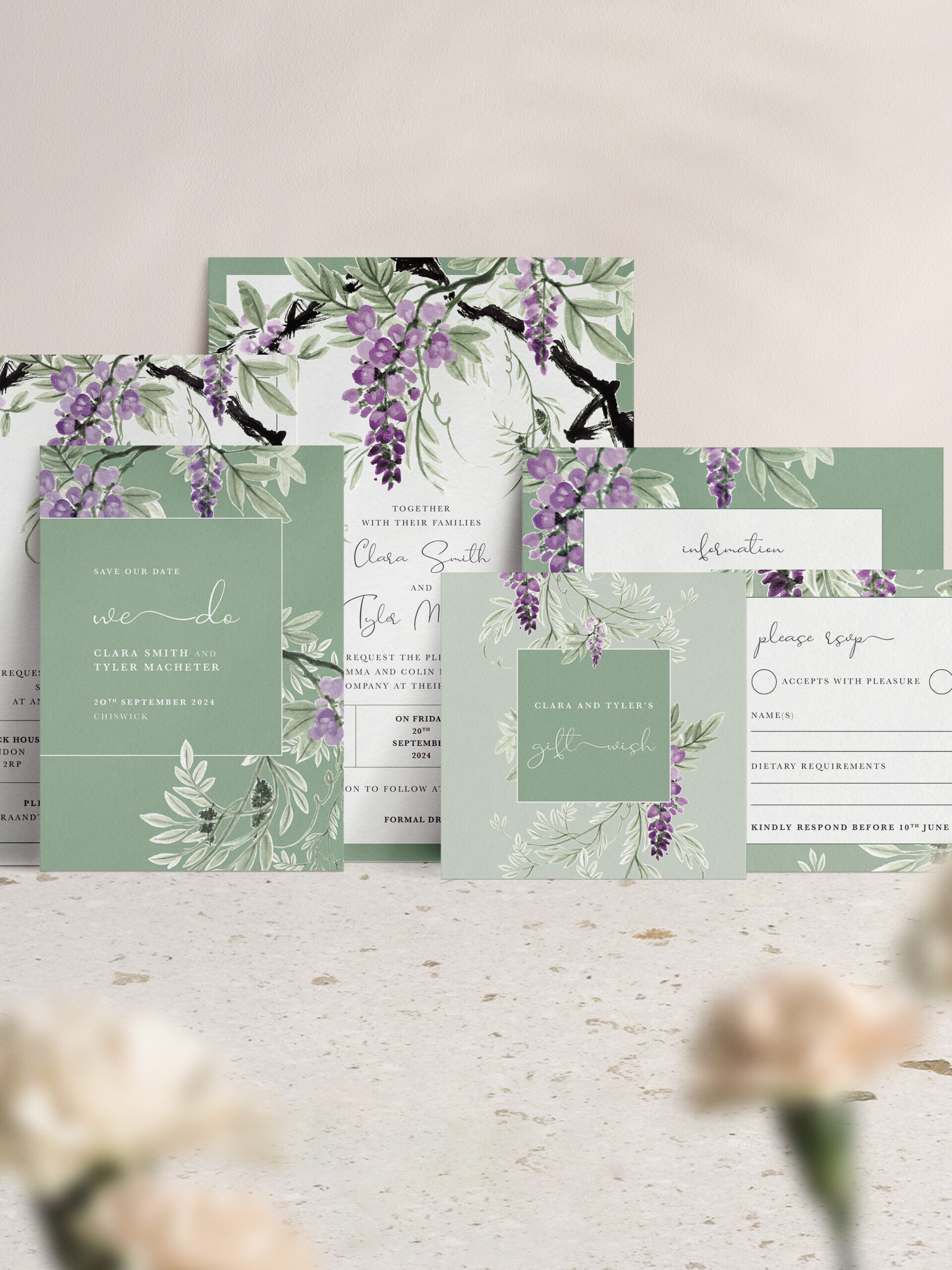 Wisteria Falls Collection in Garden Green