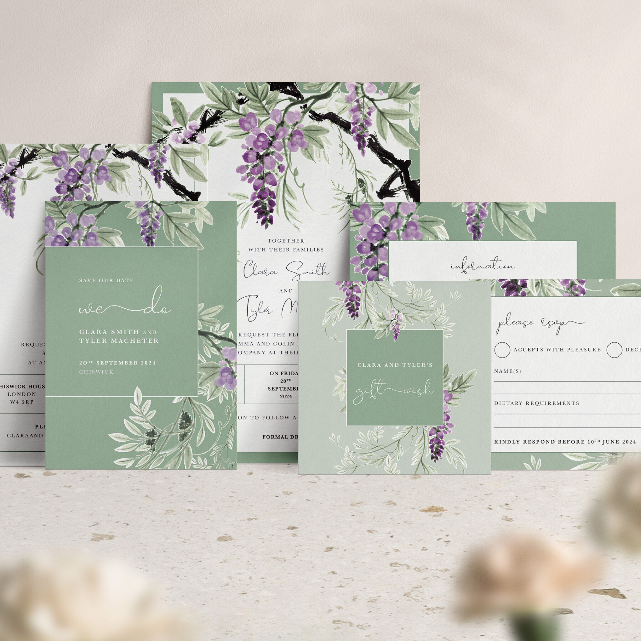 Wisteria Falls Collection in Garden Green