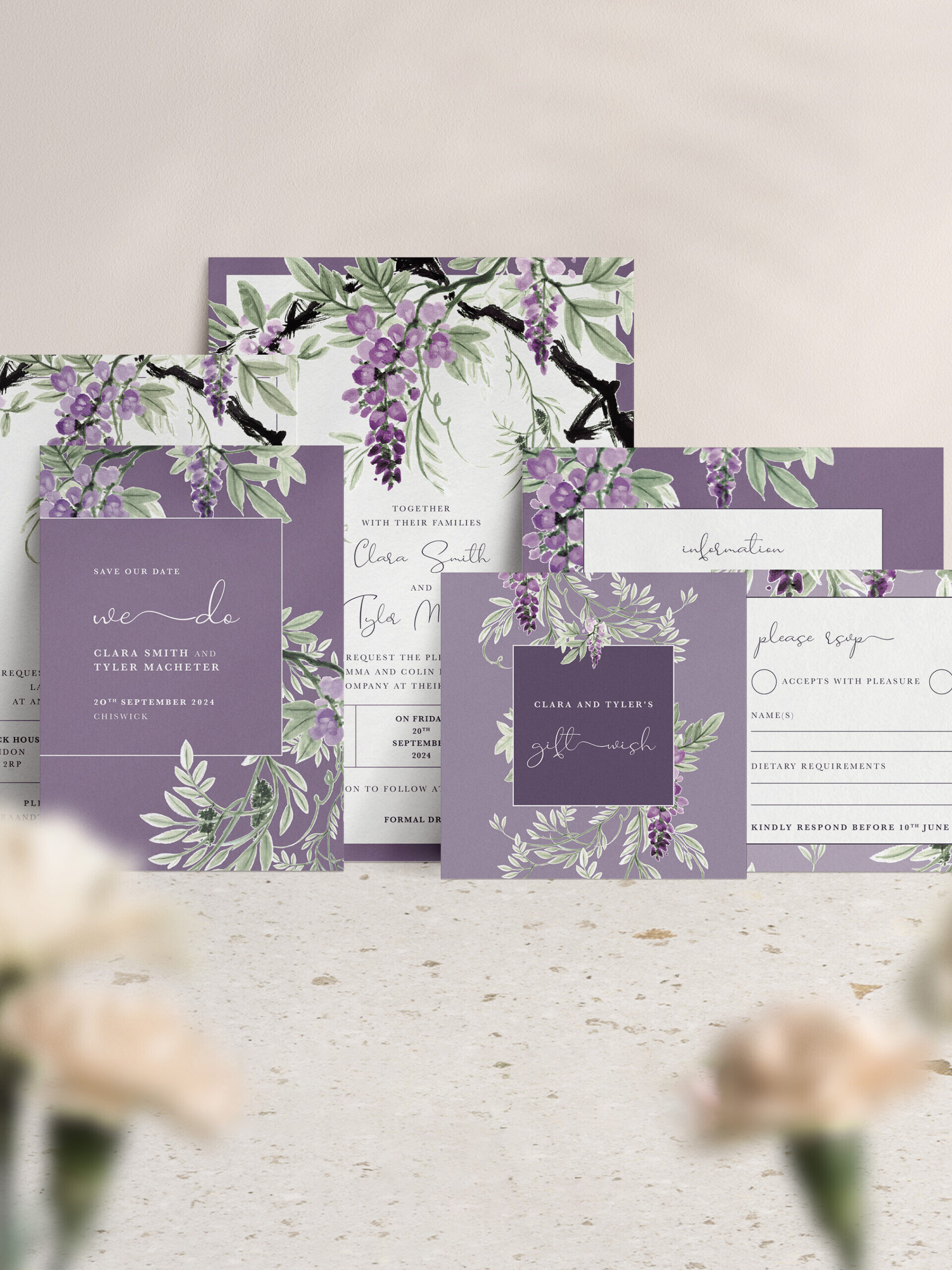 Wisteria Falls Collection in Lilac and Plum
