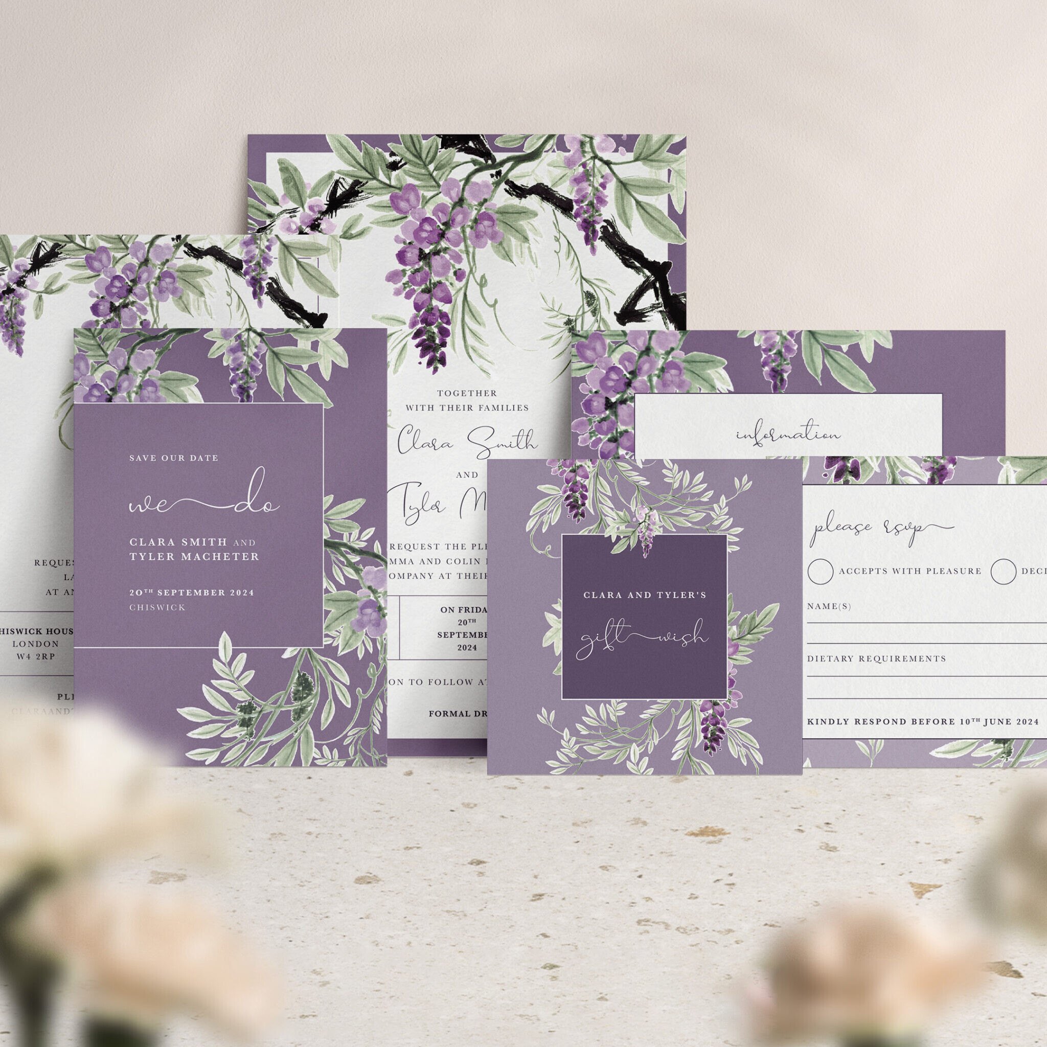 Wisteria Falls Collection in Lilac and Plum