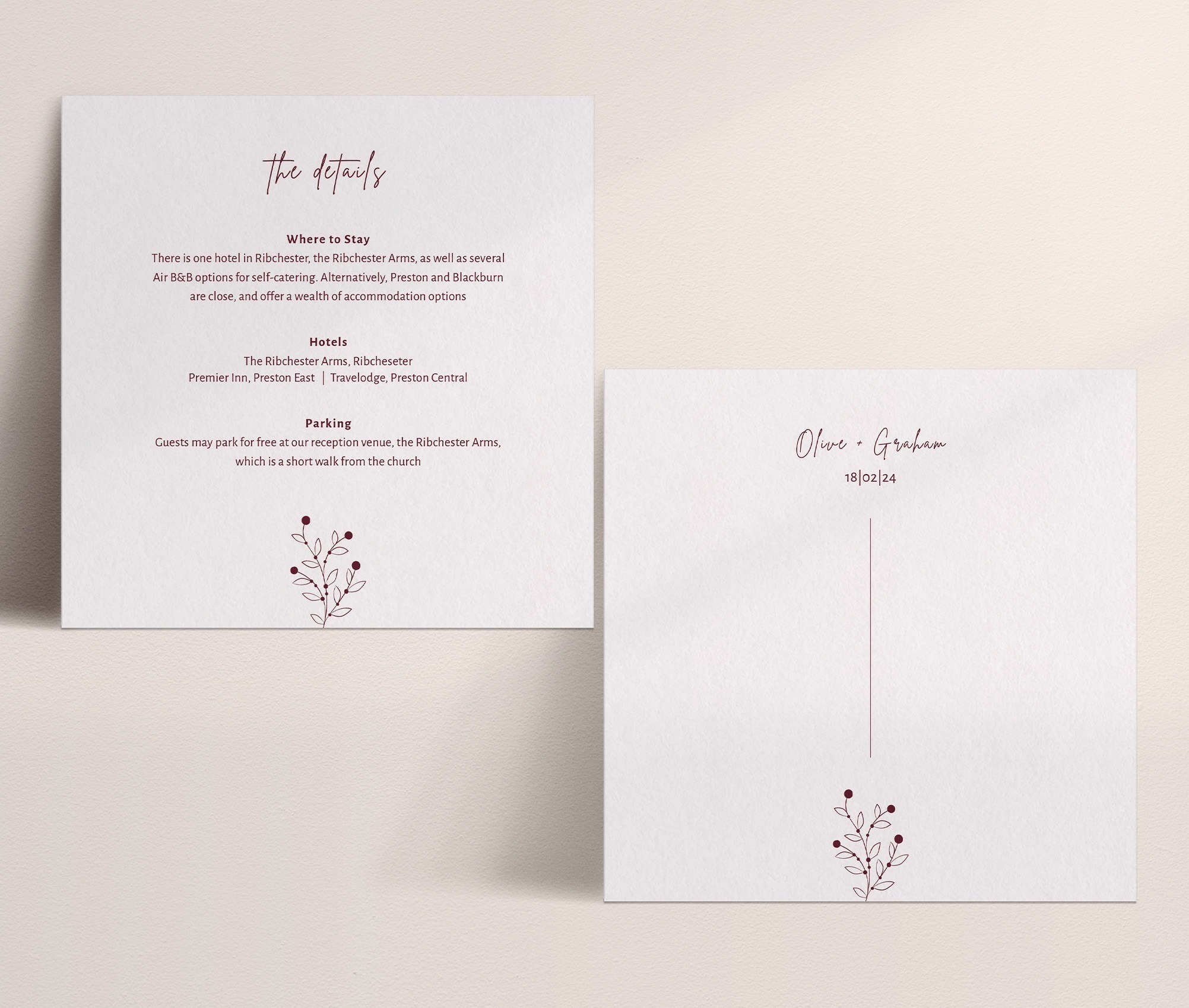 Berry Bloom in Autumn - Large Wedding Details Card