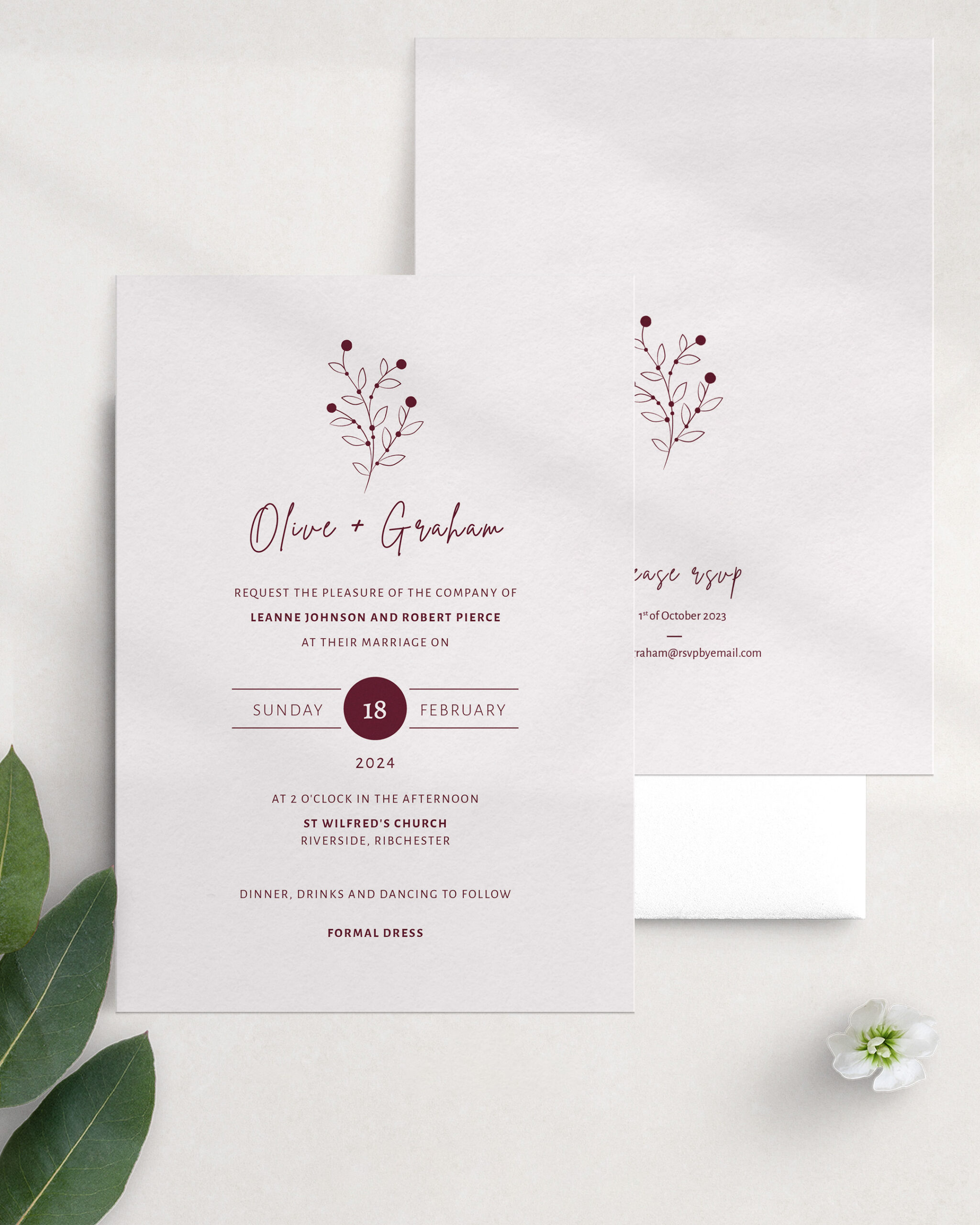 Berry Bloom in Autumn - Wedding Invitation with RSVP Reverse