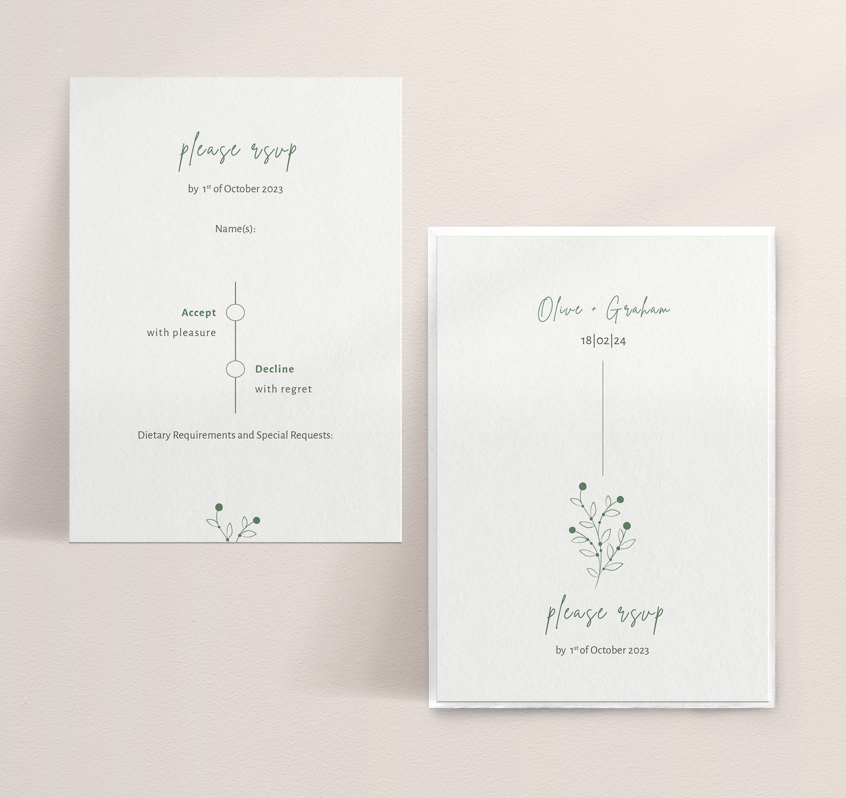 Berry Bloom in Spring - Wedding RSVP Card with Envelope