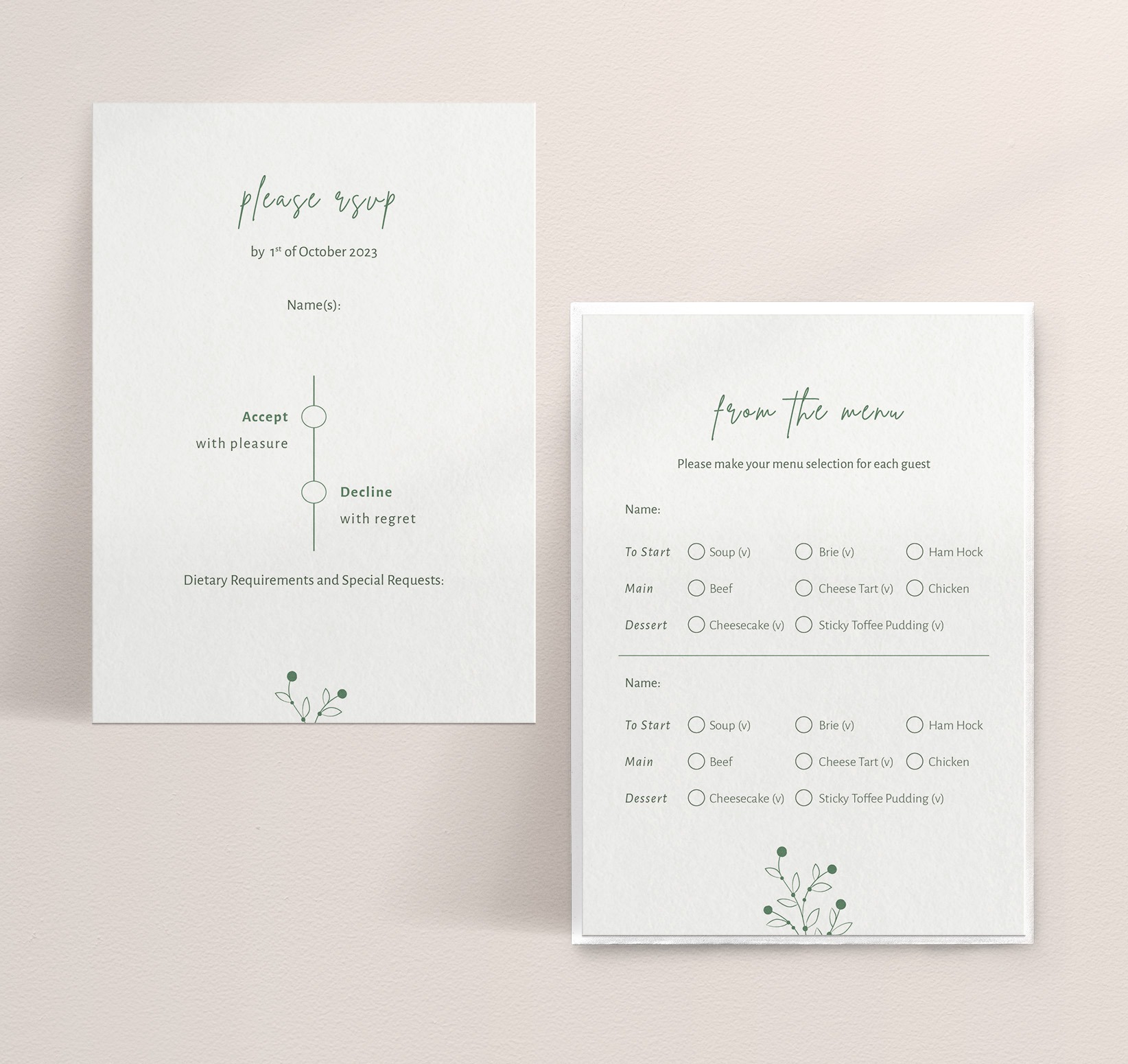 Berry Bloom in Spring - Wedding RSVP Card with Menu Choices