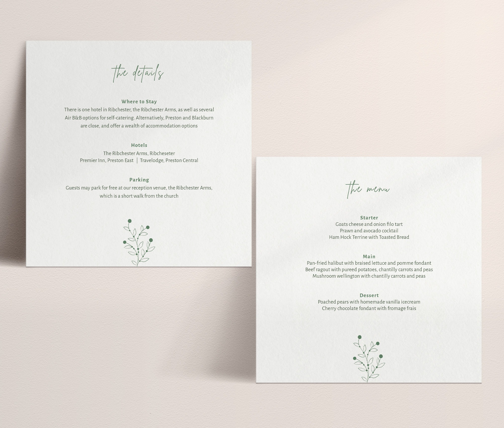 Berry Bloom in Spring - Wedding Information Card - Menu Reverse