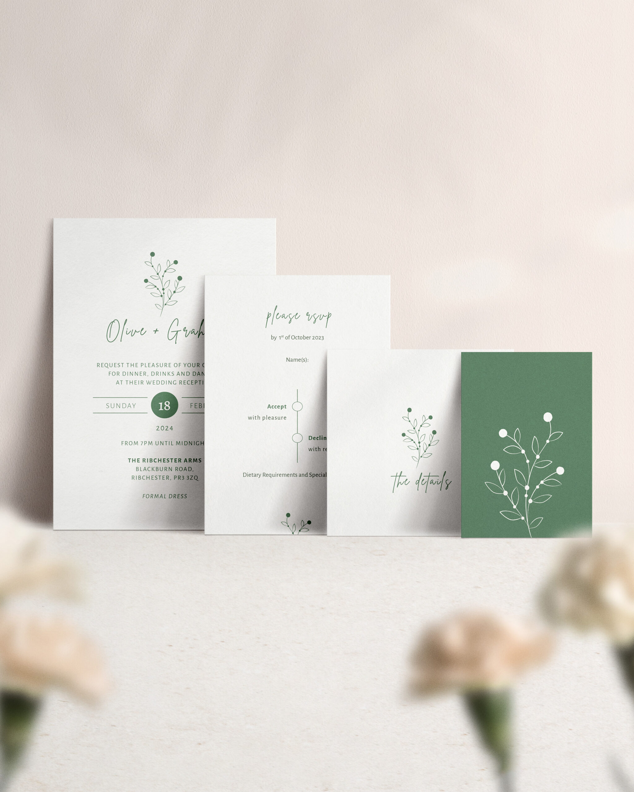 Berry Bloom in Spring - Wedding Reception Invite with Enclosure Cards