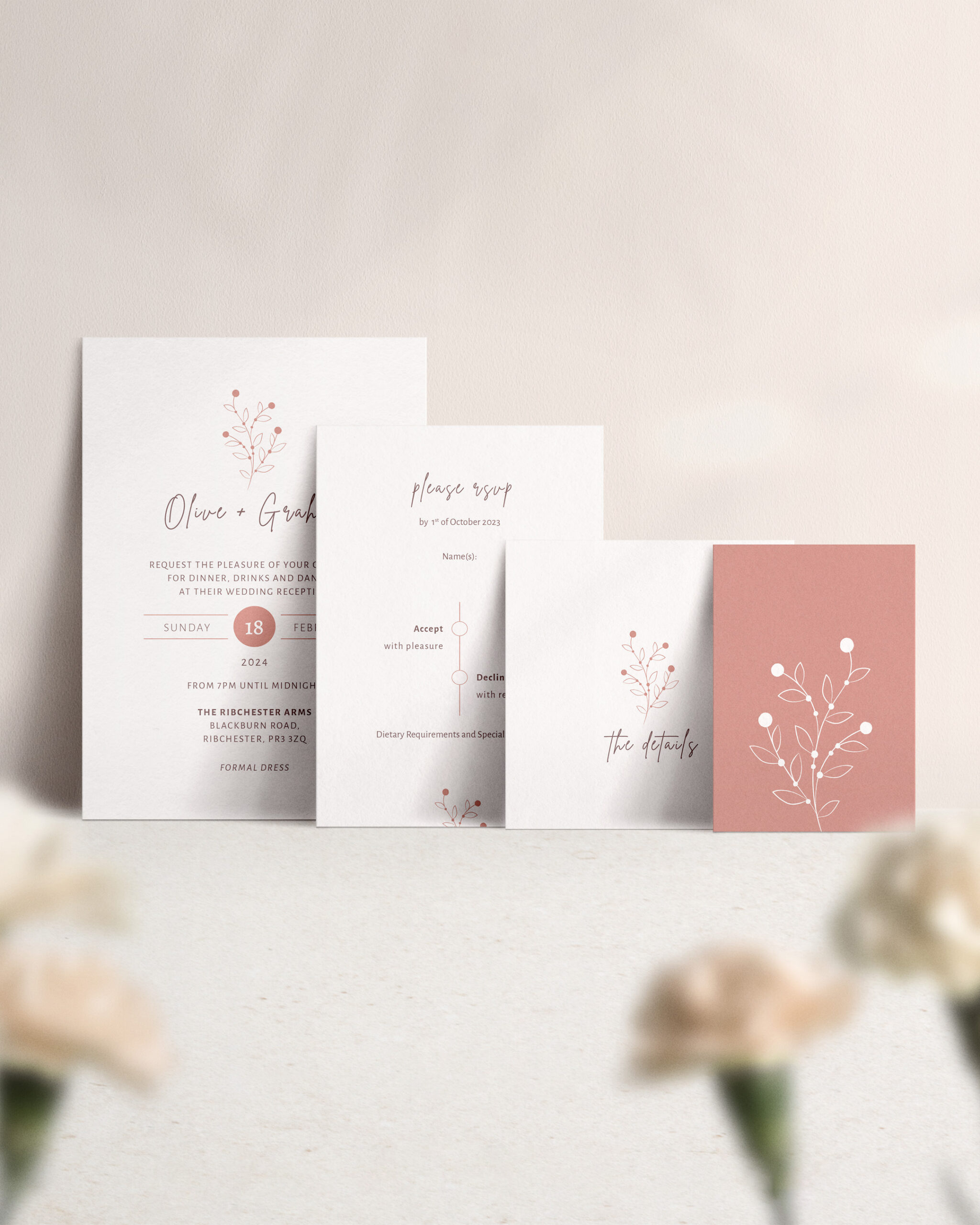 Berry Bloom in Summer - Wedding Reception Invitation Stationery Suite