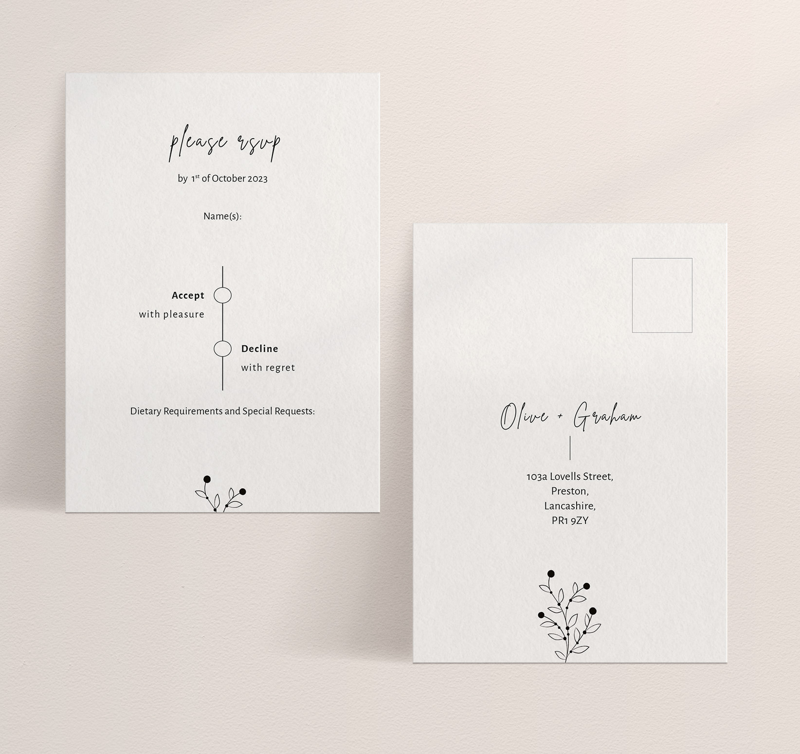 Berry Bloom in Winter - RSVP Card - Postcard Style