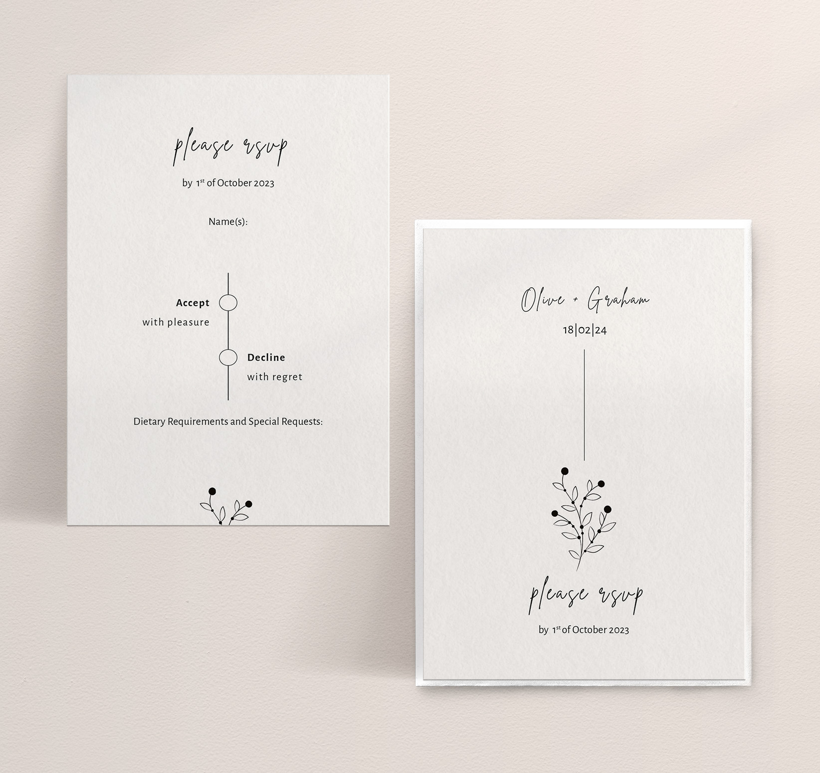 Berry Bloom in Winter - RSVP Card with Envelope