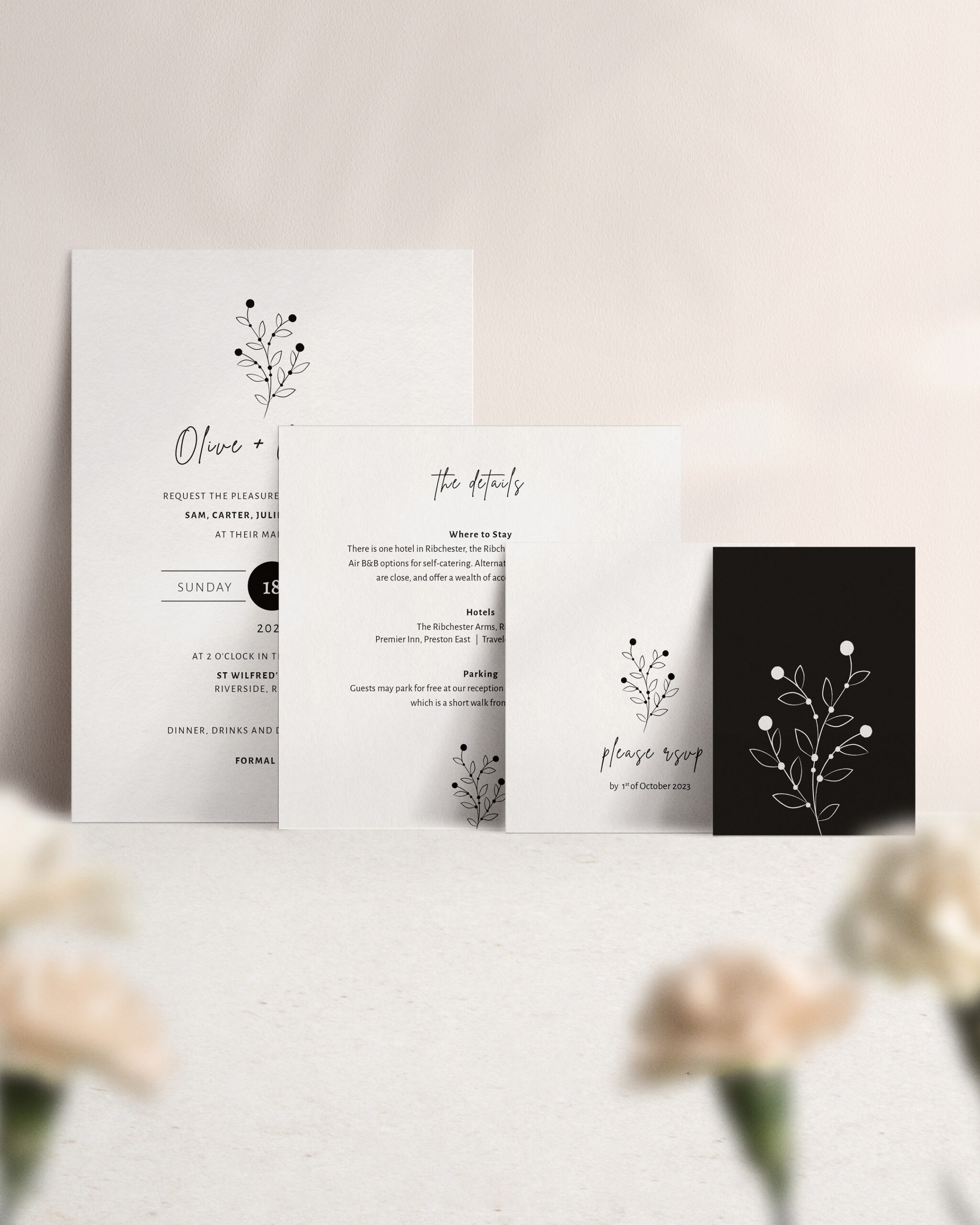 Berry Bloom in Winter - Wedding Invitation Suite - Front