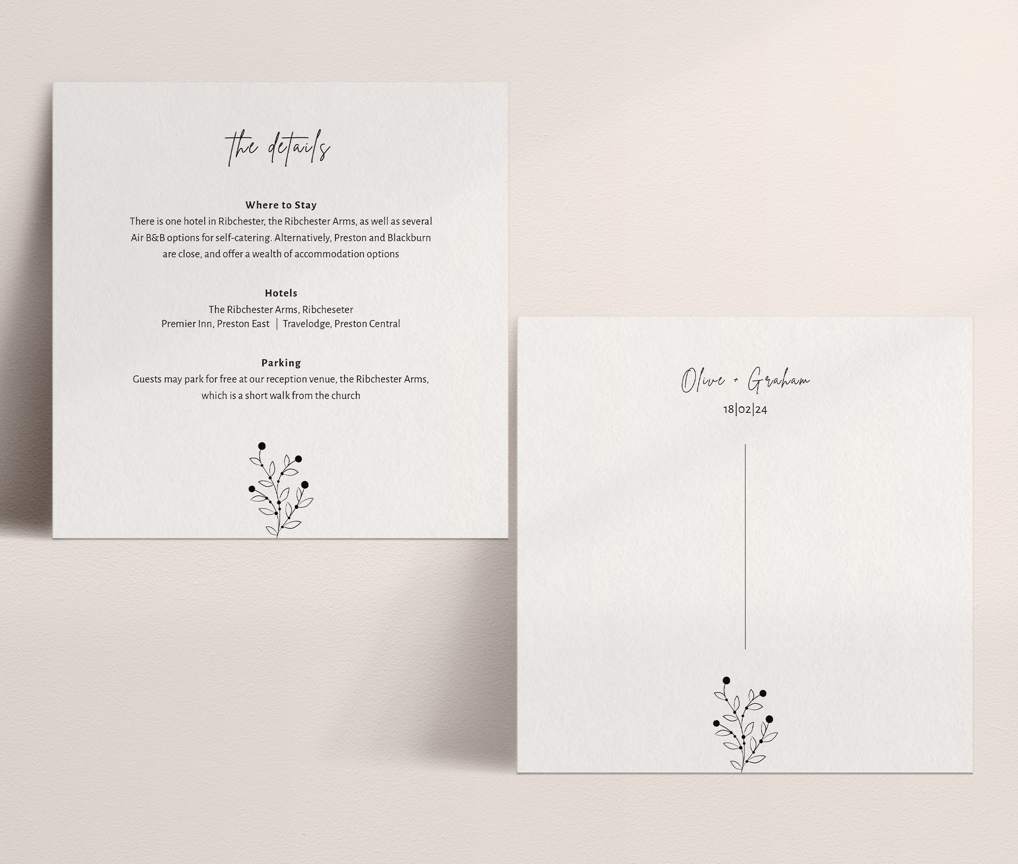 Berry Bloom in Winter - Large Wedding Details Card