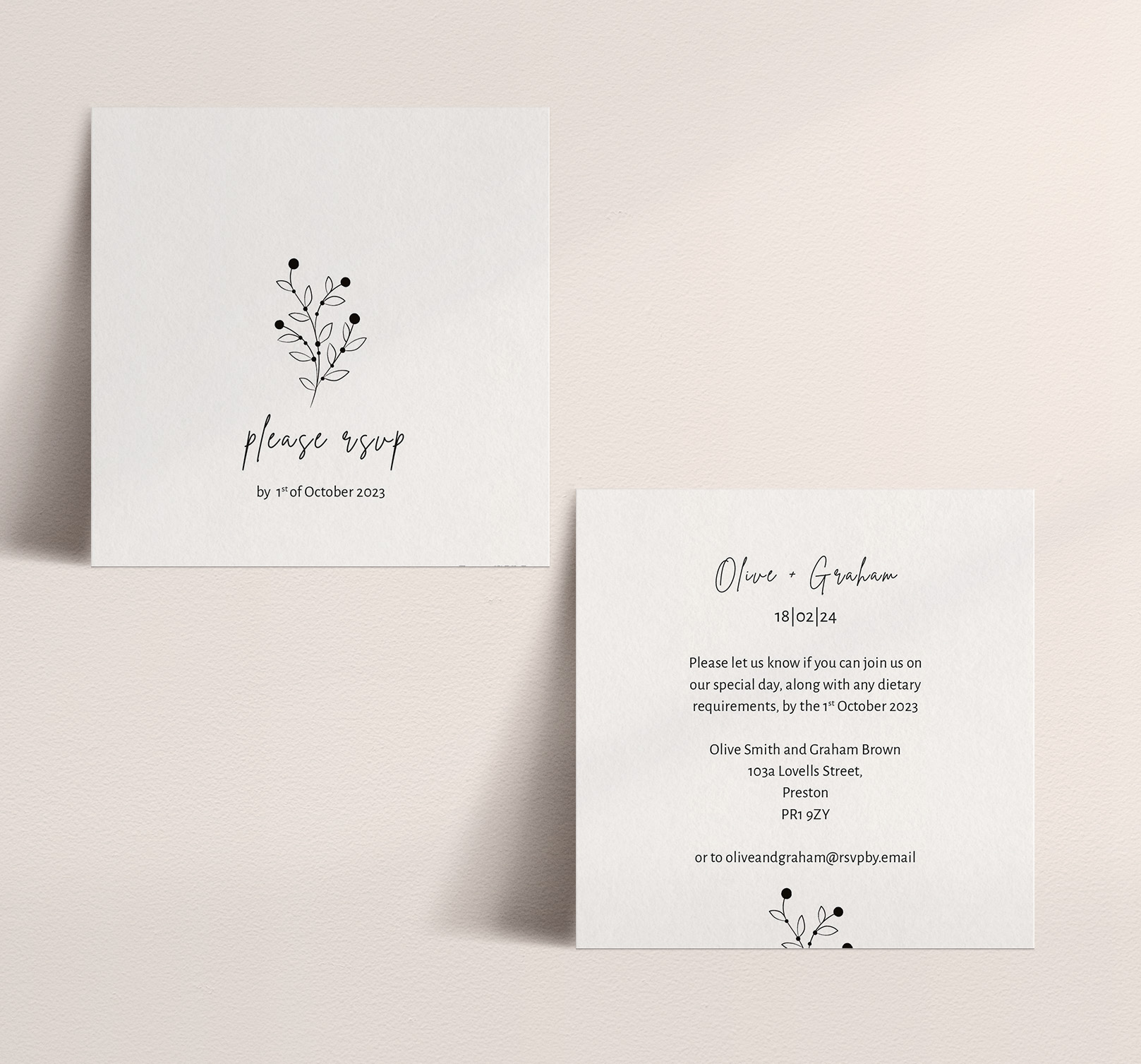 Berry Bloom in Winter - RSVP Card - Small