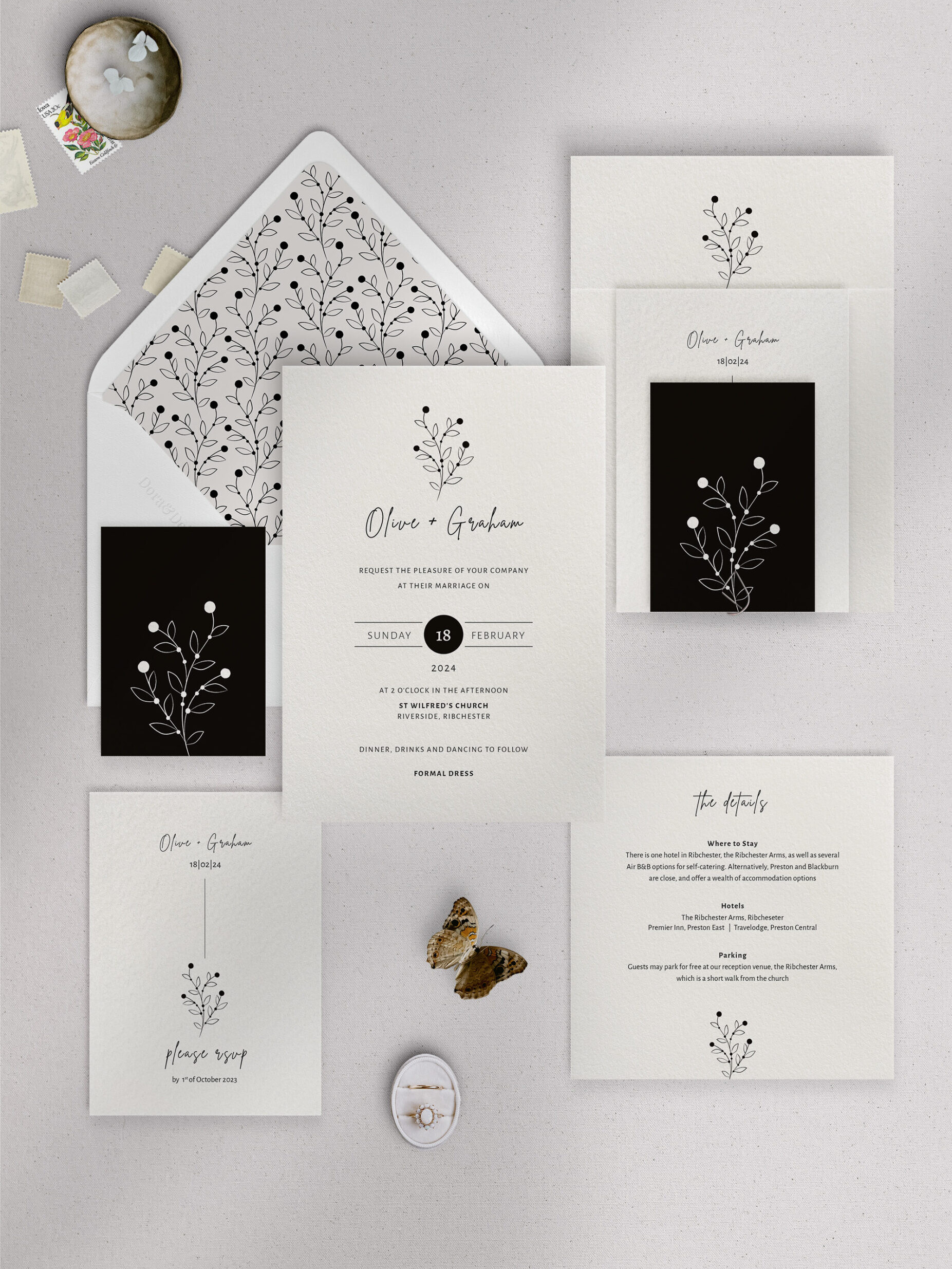 Berry Bloom - Winter - Wedding Invitation Suite