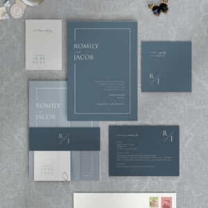 Love Story - Dusky Blue - Wedding Invitation Suite