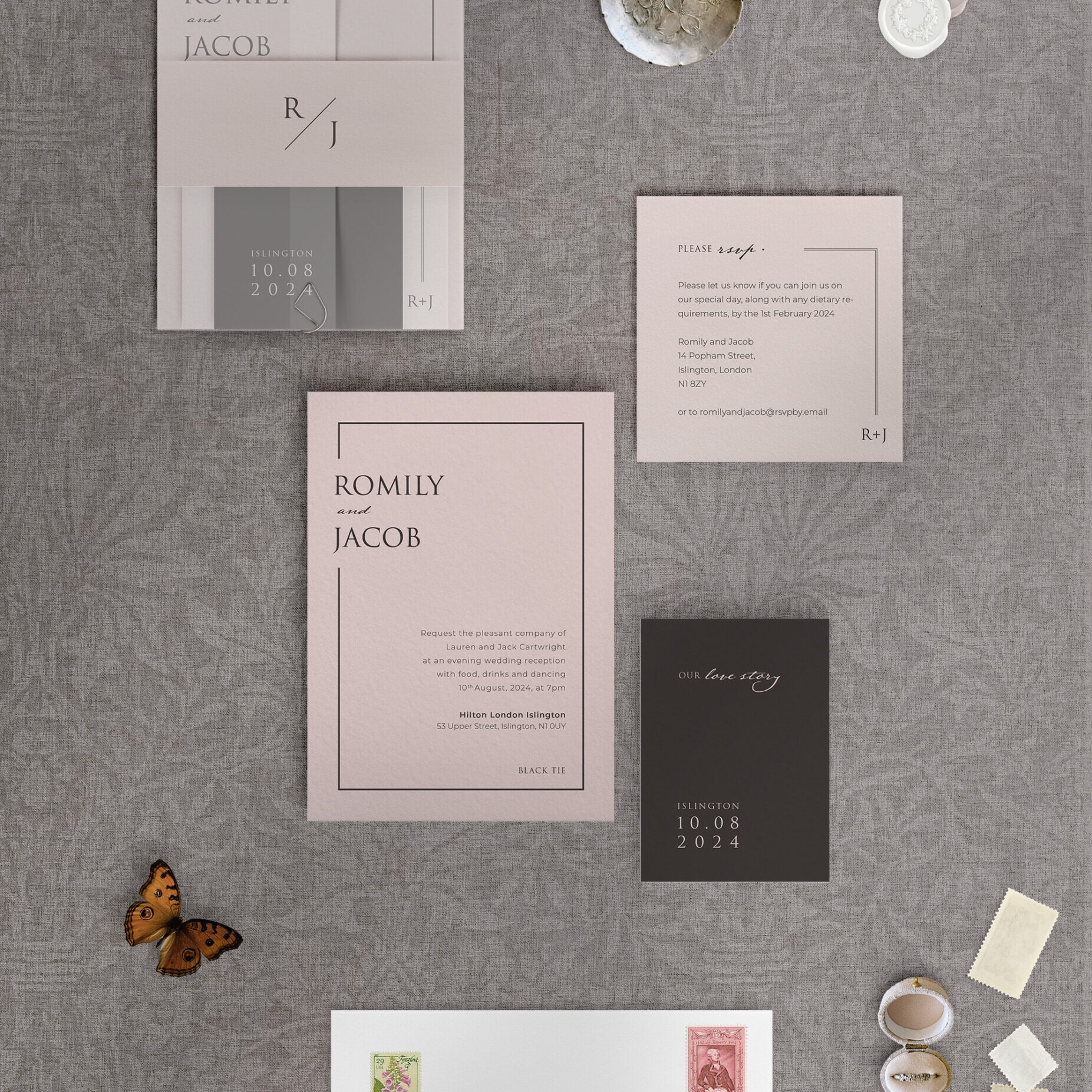 Love Story - Dusky Pink - Reception Invitation Suite