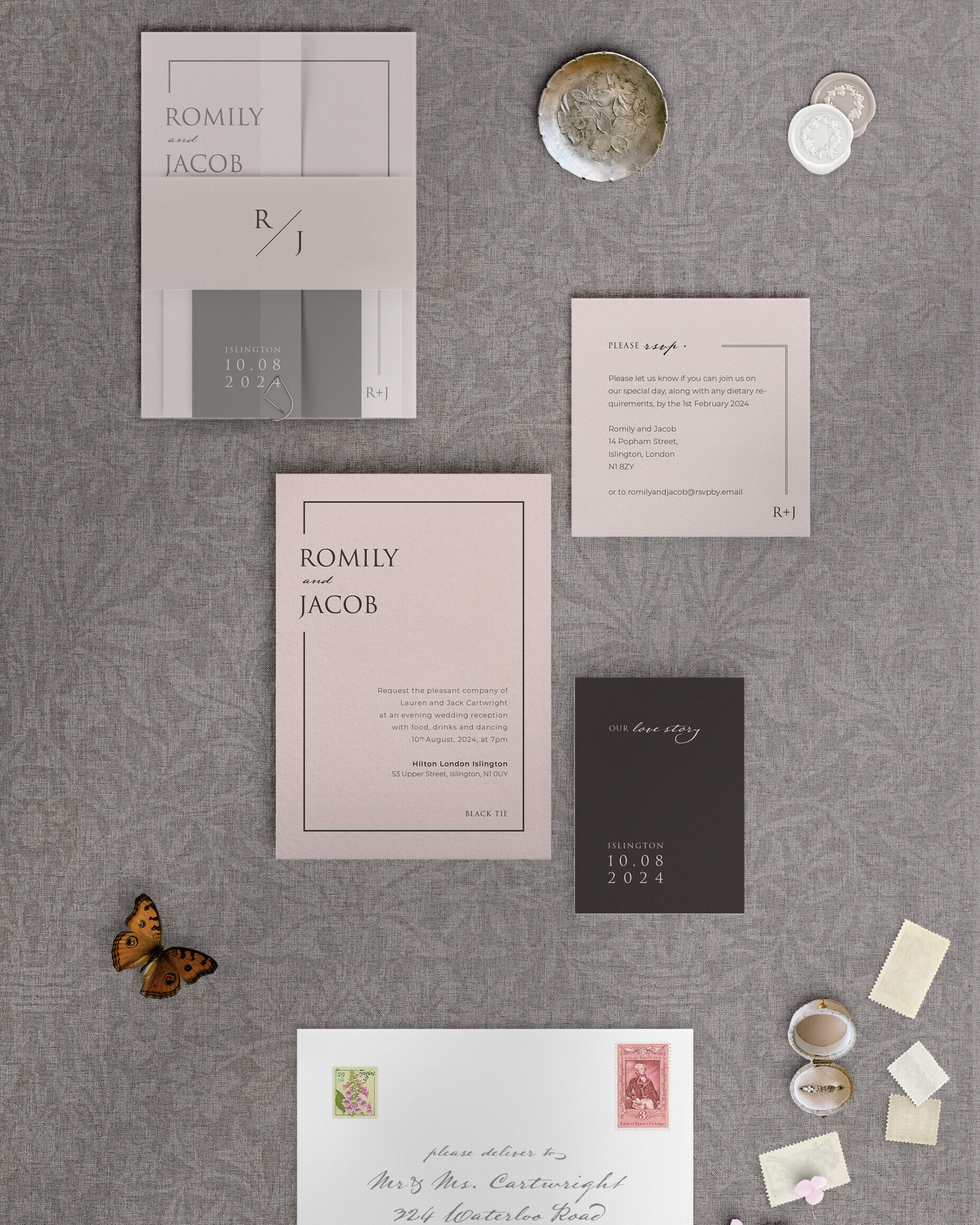Love Story - Dusky Pink - Reception Invitation Suite