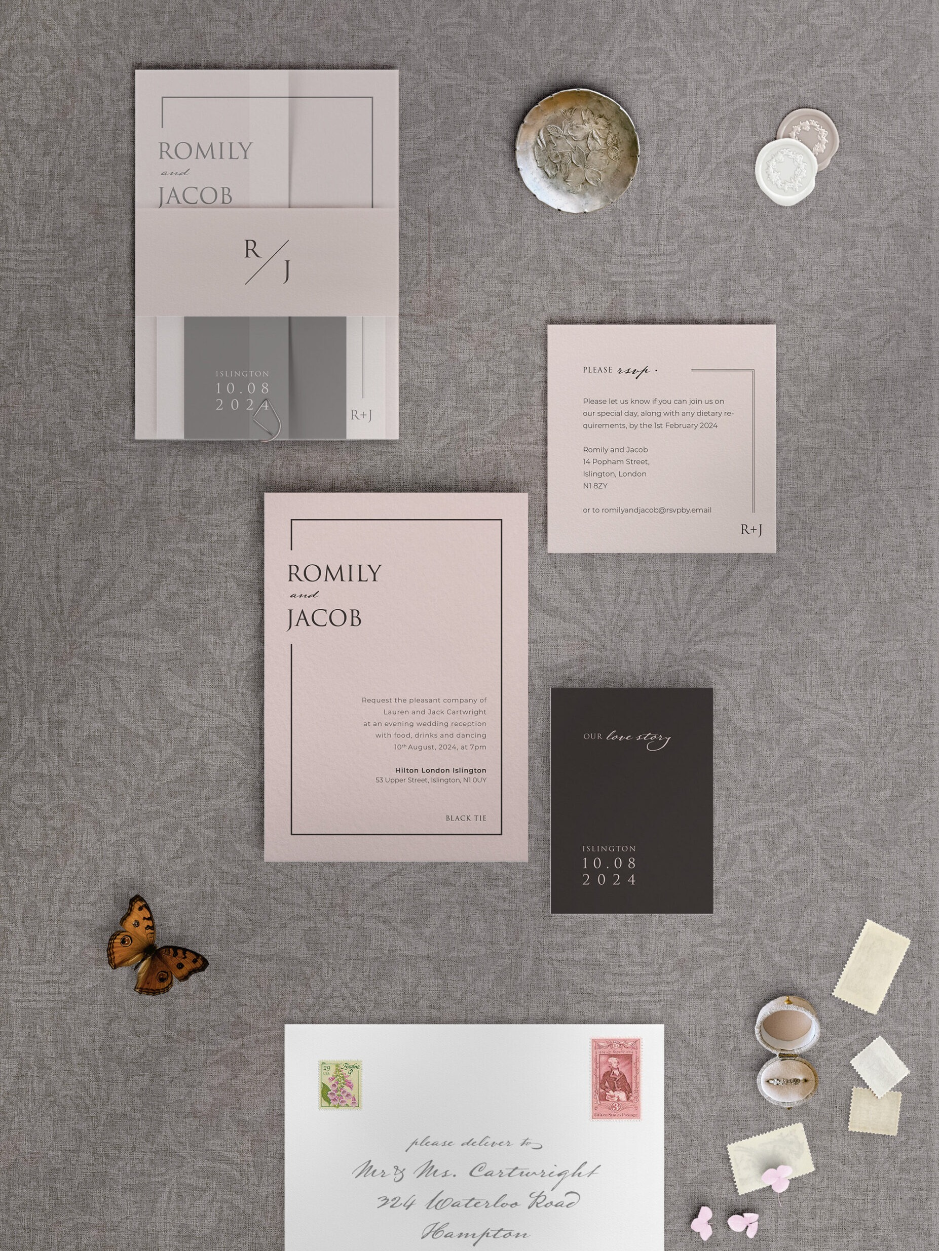 Love Story - Dusky Pink - Reception Invitation Suite