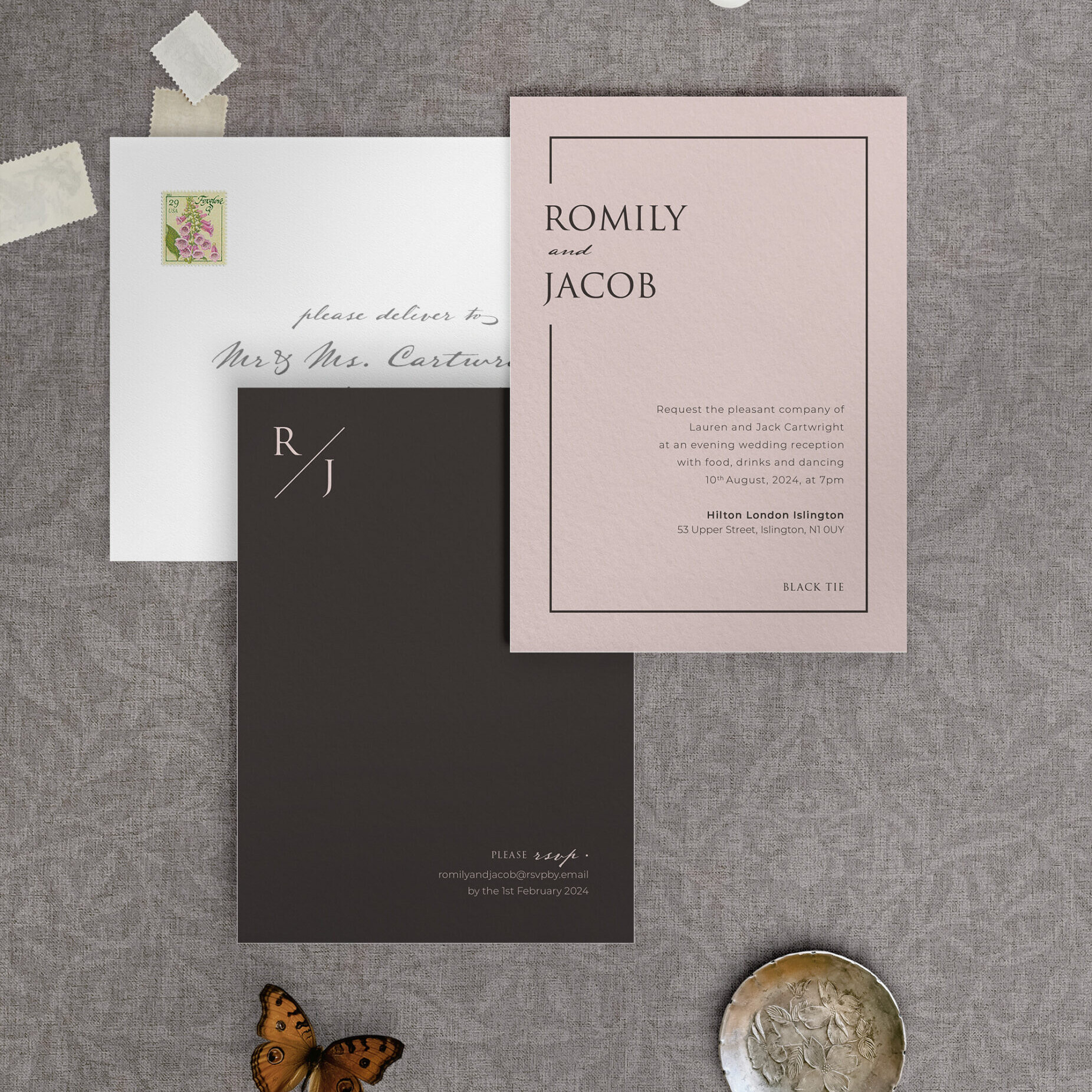 Love Story - Dusky Pink - Reception Invitation