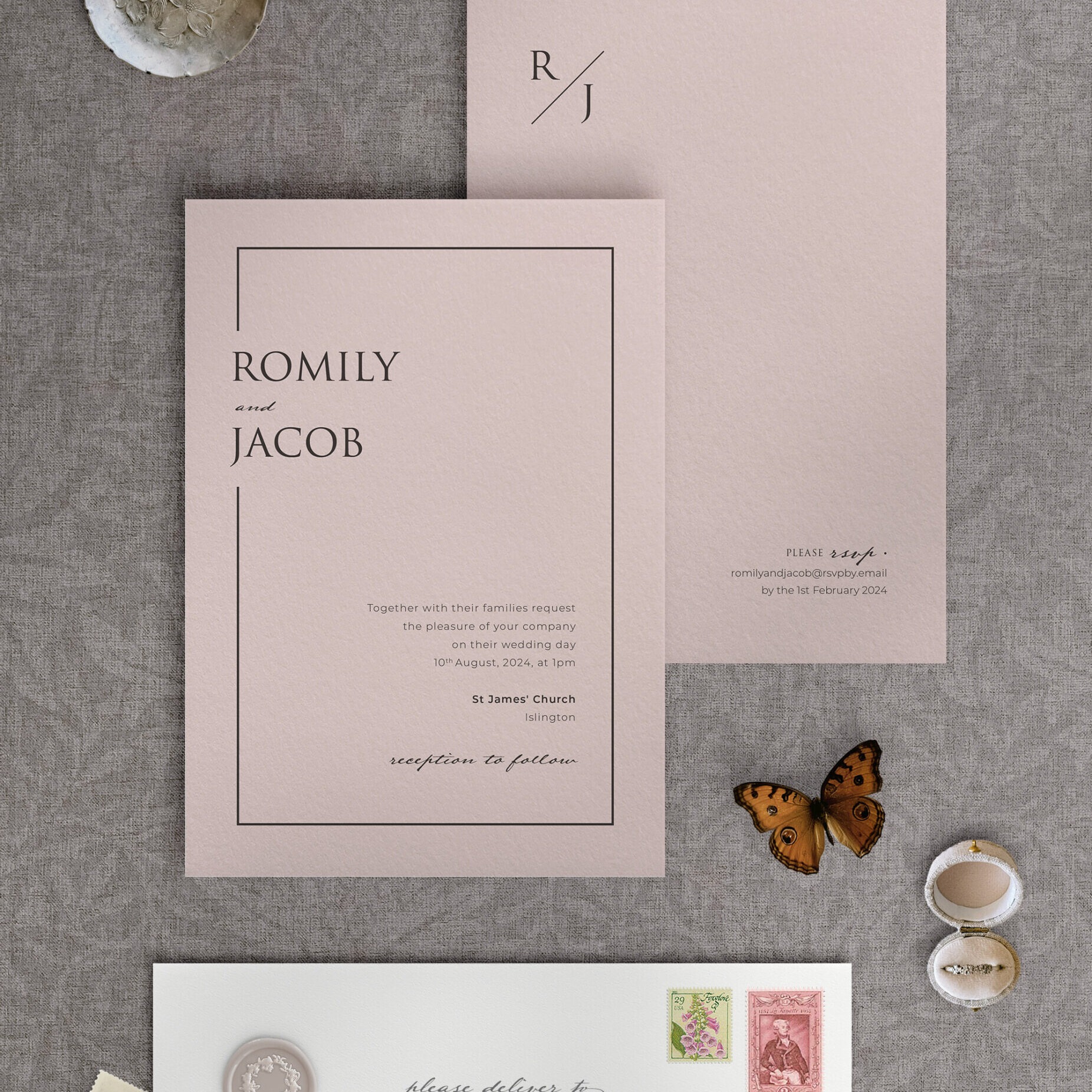 Love Story - Dusky Pink - Wedding Invitation