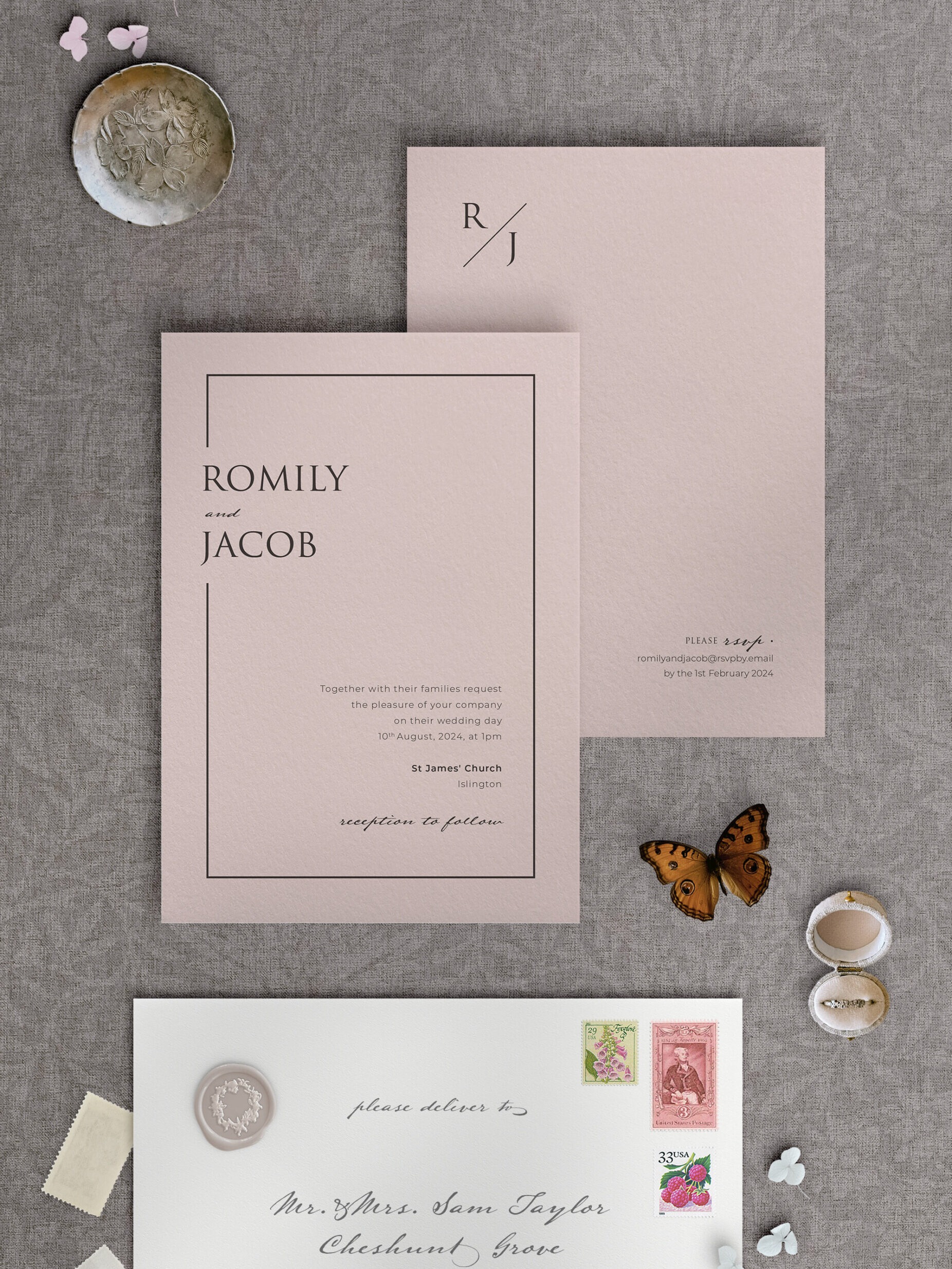 Love Story - Dusky Pink - Wedding Invitation