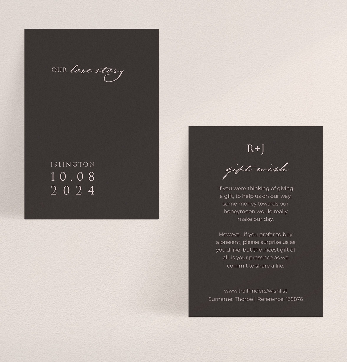 Love Story - Dark Grey Wedding Gift Wish Card