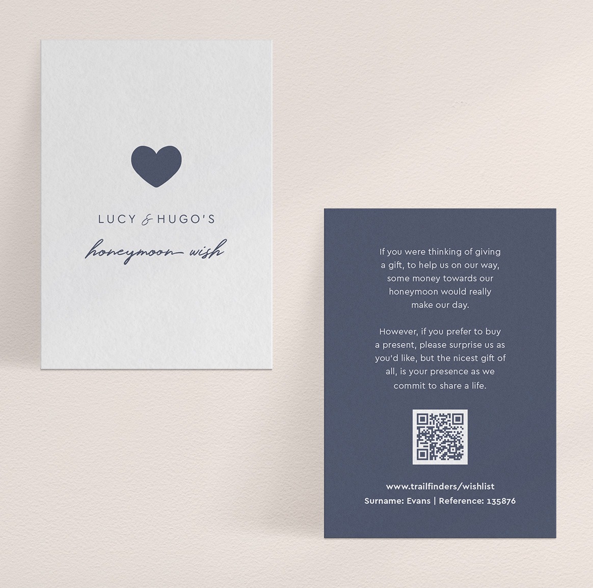 Modern Romance - Off-White and Blue Wedding Gift Wish Card