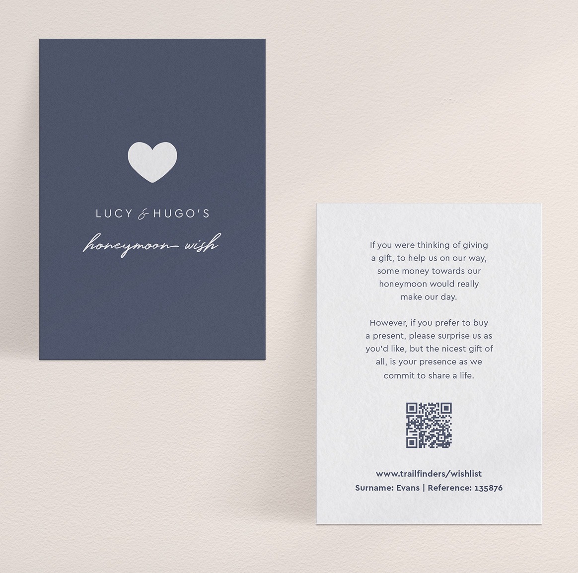 Modern Romance - Off-White and Blue Wedding Gift Wish Card