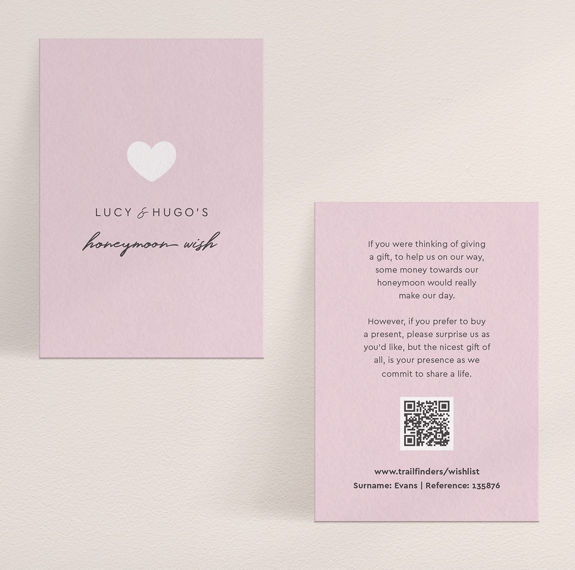 Modern Romance - PRetty in Pink - Honeymoon Wish Card - Pink Front, Pink Reverse
