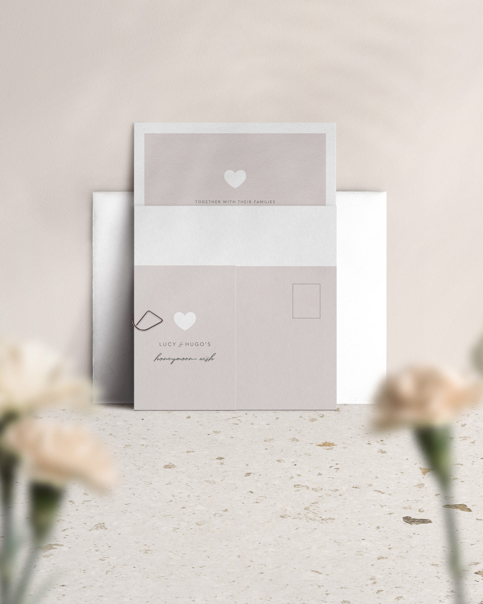 Modern Romance in Putty Wedding Invitation Suite - Standard Card Stack