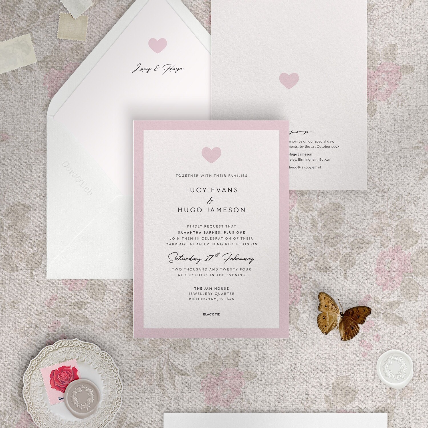 Modern Romance - Pretty Pink - Reception Invitation
