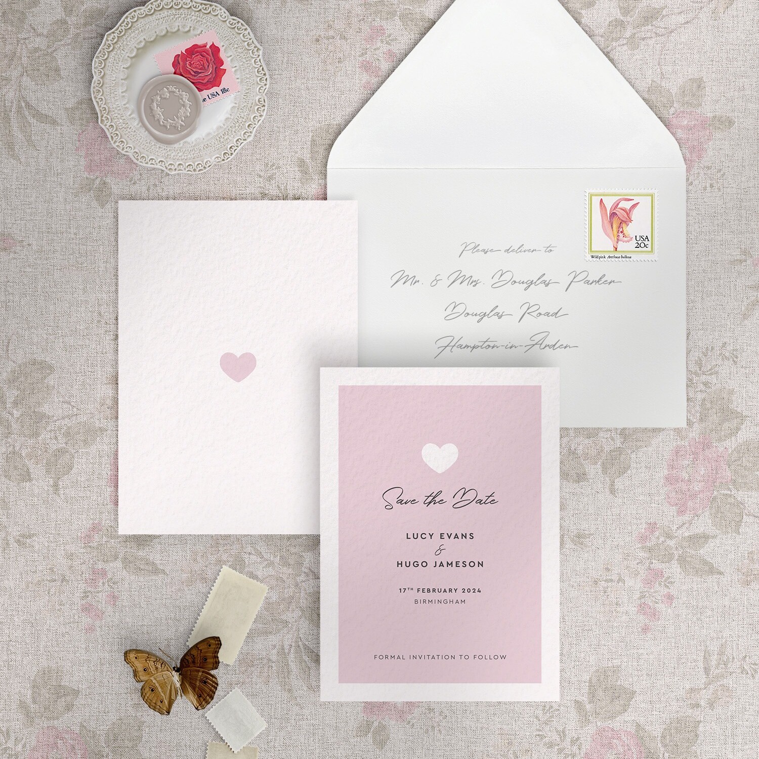 Modern Romance - Pretty Pink - Small Save Date