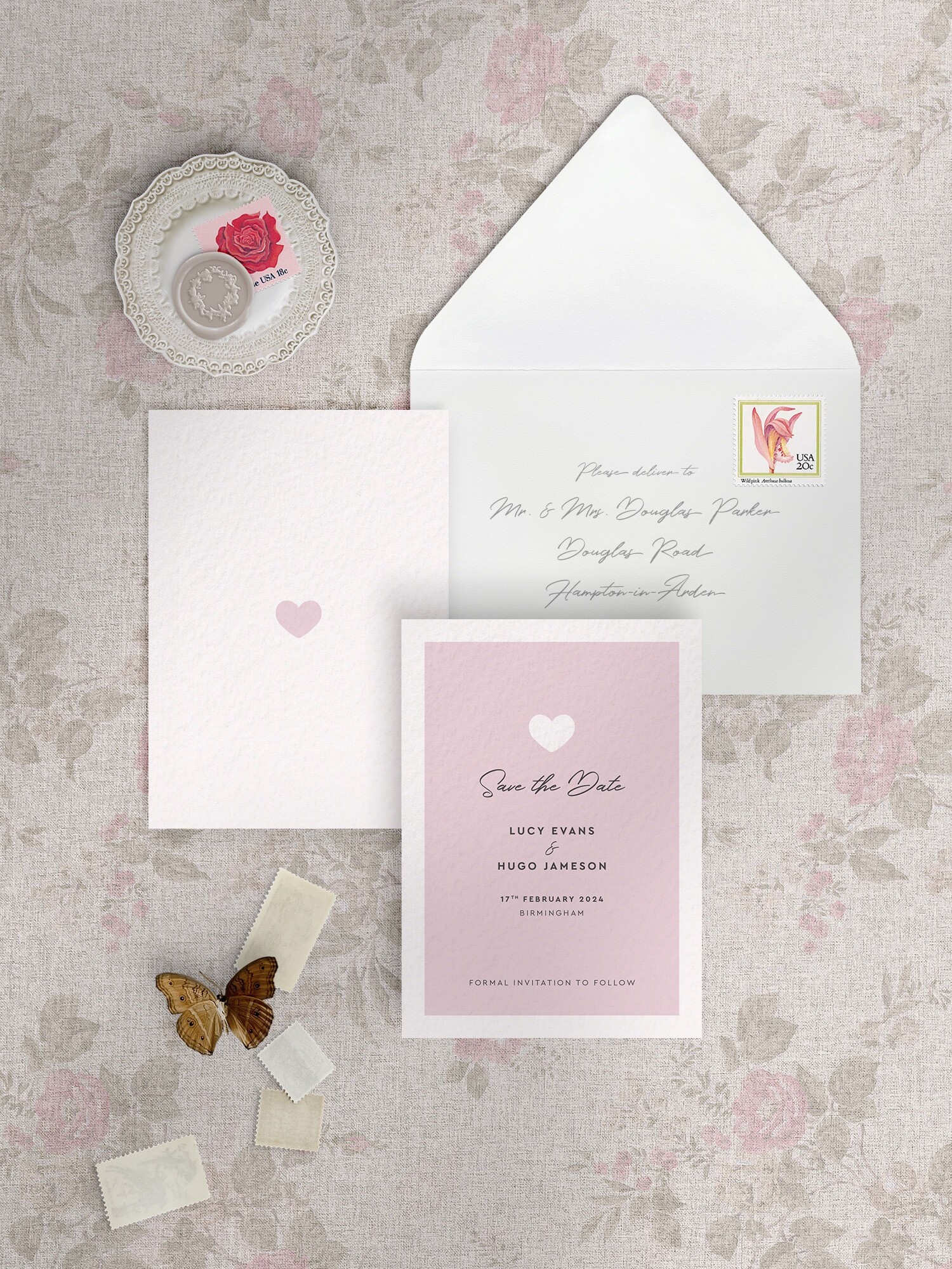 Modern Romance - Pretty Pink - Small Save Date