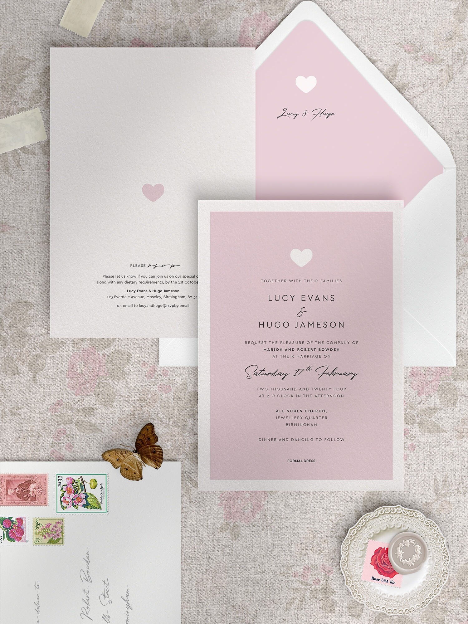 Modern Romance - Pretty Pink - Wedding Invitation