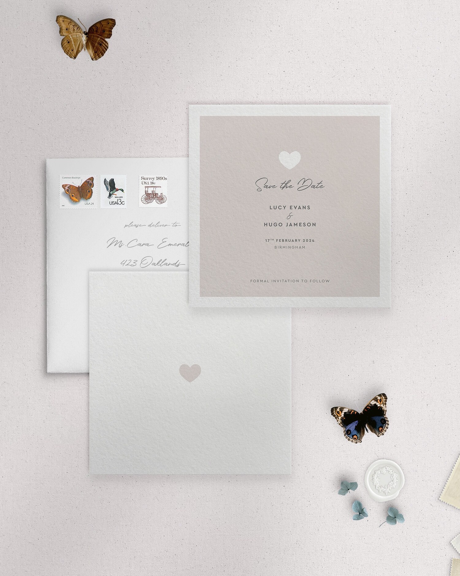 Modern Romance - Putty - Square Save Date