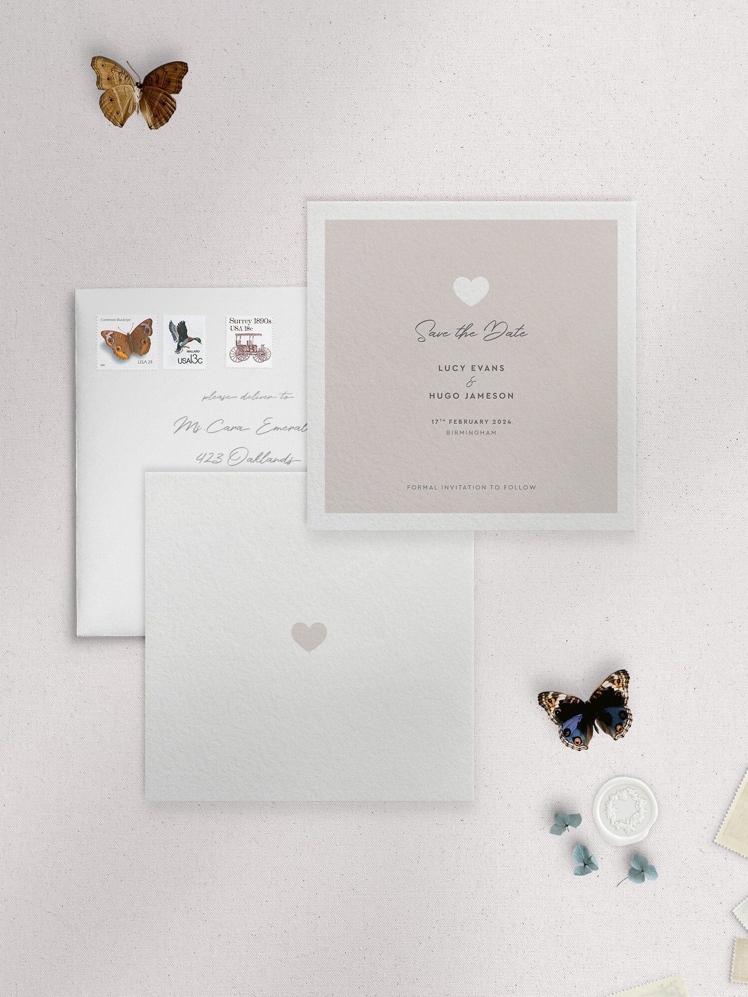 Modern Romance - Putty - Square Save Date