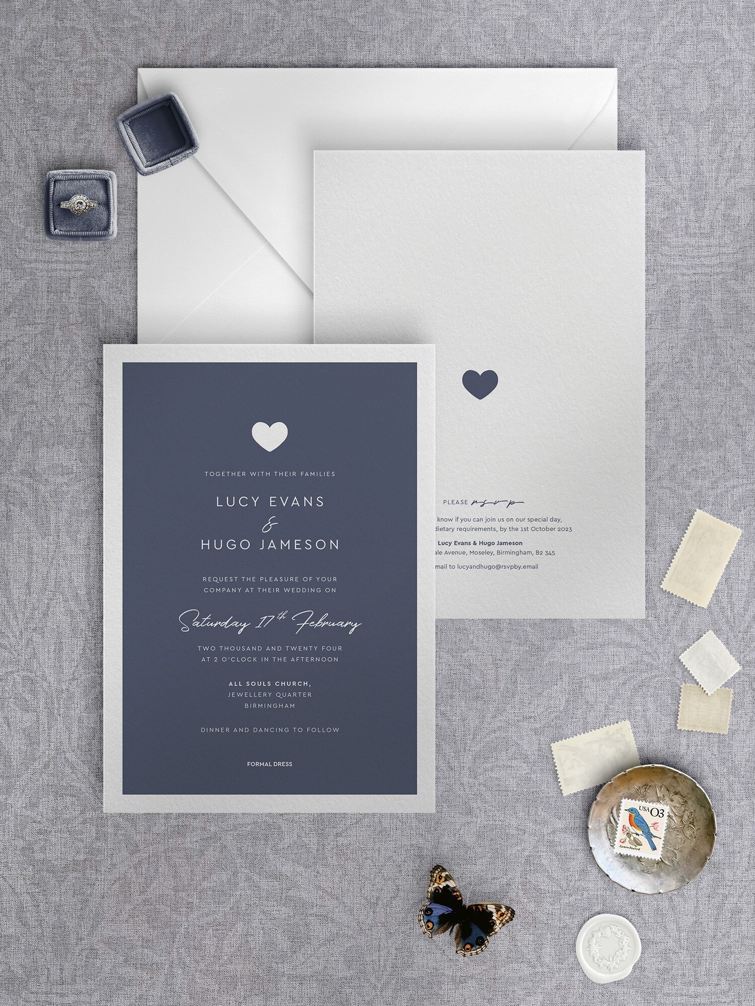 Modern Romance - Smart Blue - Wedding Invitation