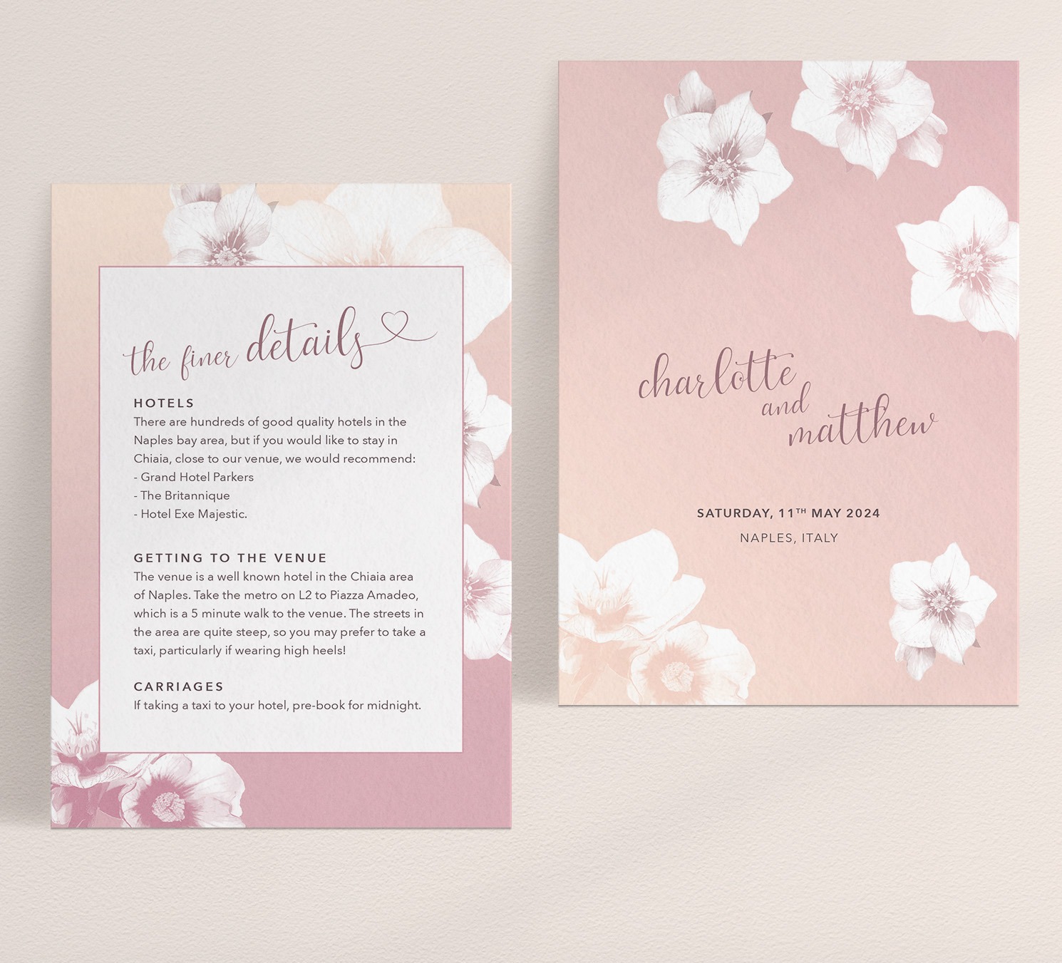 Napoli in Gelato - Small Wedding Information Card A6