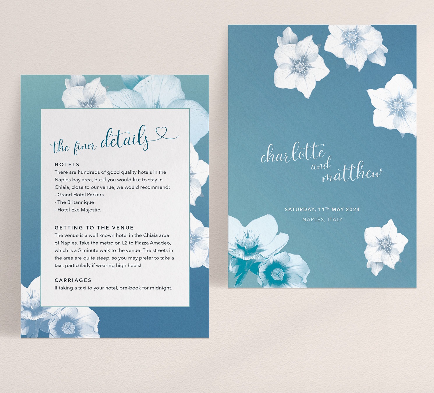 Napoli in Midnight Med - Small Wedding Details Card, A6