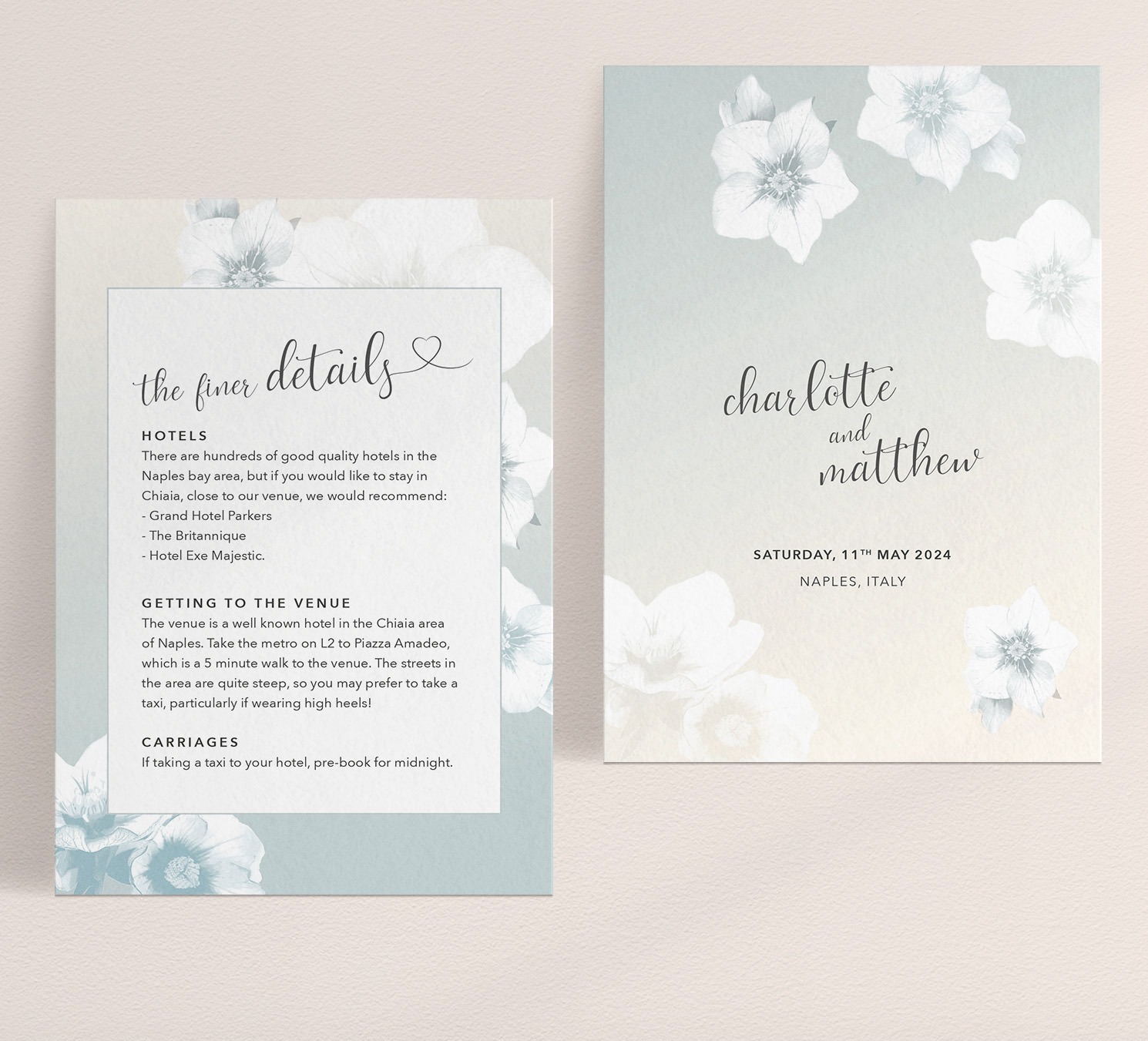 Napoli in Morning Mist - Small Wedding Details Card