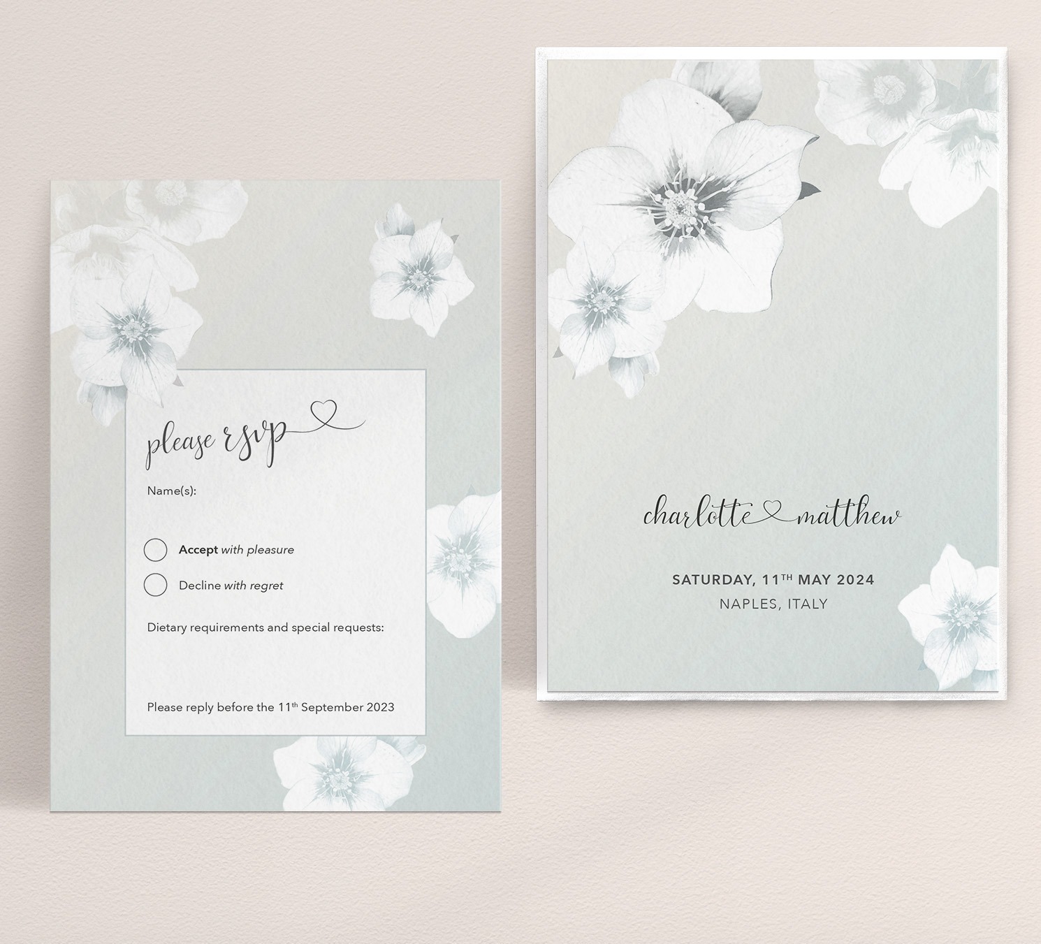 Napoli in Morning Mist - Wedding RSVP Card - Standard Reverse